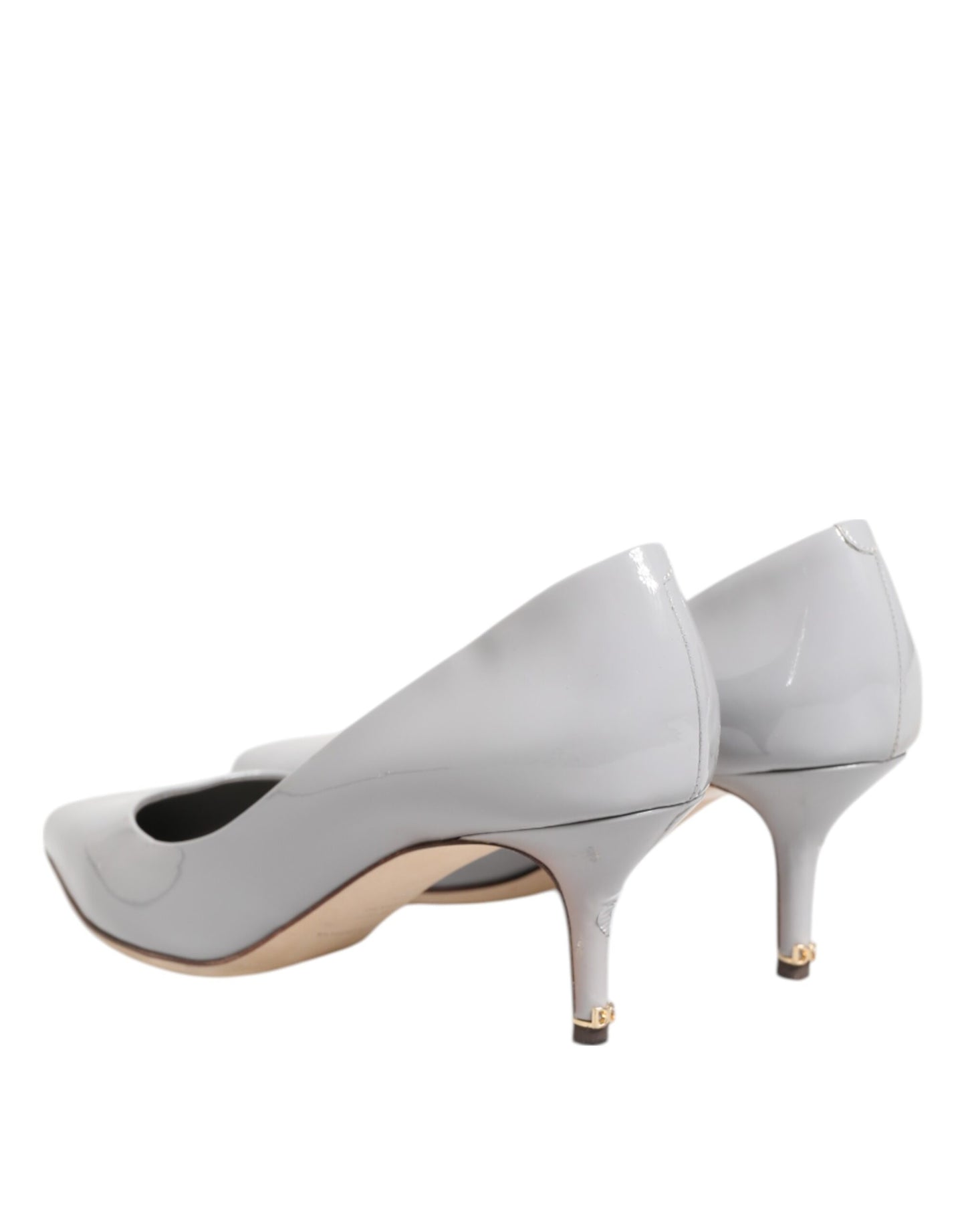 Dolce & Gabbana Hellgraue Leder Kitten Heels Pumps Schuhe