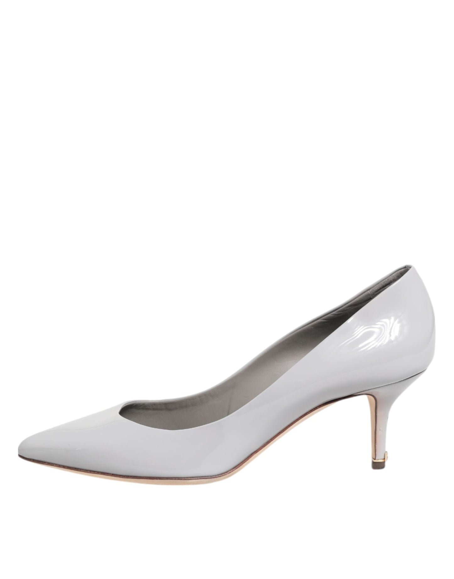 Dolce & Gabbana Hellgraue Leder Kitten Heels Pumps Schuhe