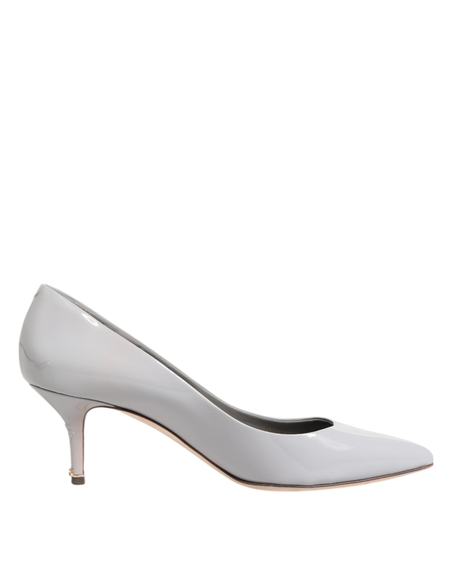Dolce & Gabbana Hellgraue Leder Kitten Heels Pumps Schuhe
