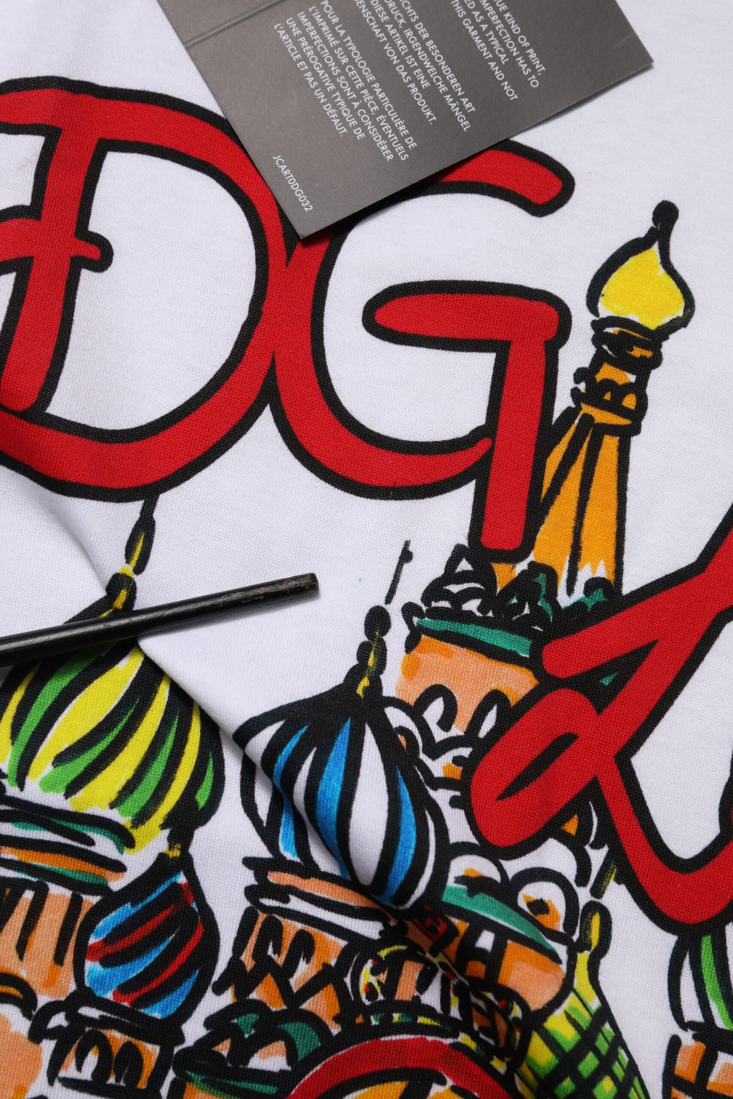 Dolce & Gabbana Weißes DG Loves Moscow Baumwoll-T-Shirt mit Rundhalsausschnitt