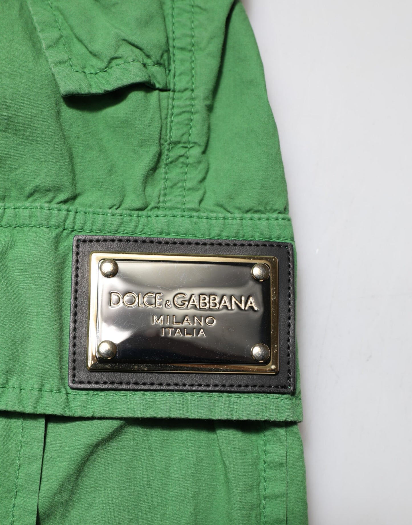 Dolce & Gabbana Grüne Cargo-Hose aus Baumwolle mit hoher Taille