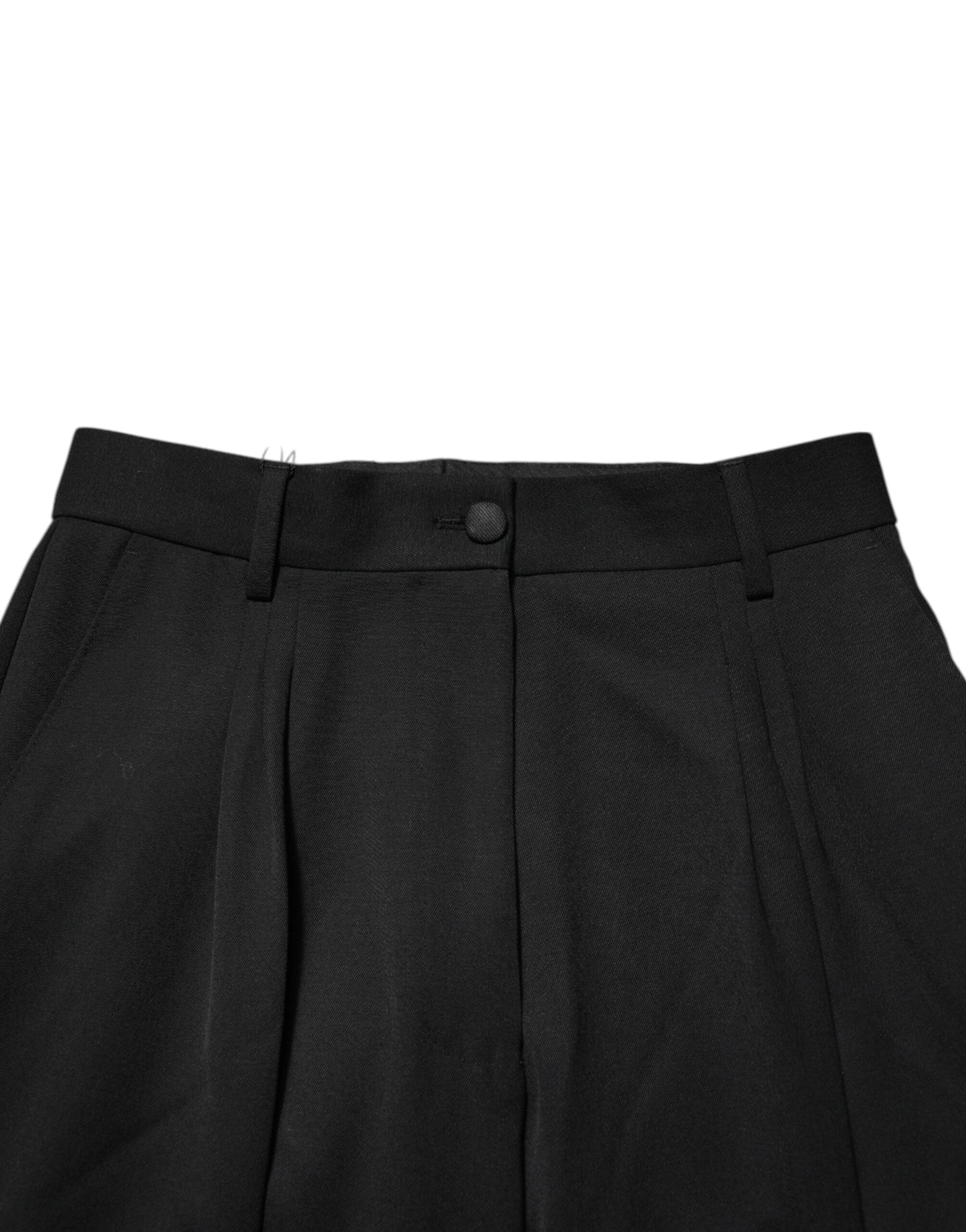 Dolce & Gabbana Schwarze Straight Leg Hose aus Wolle mit Reißverschluss