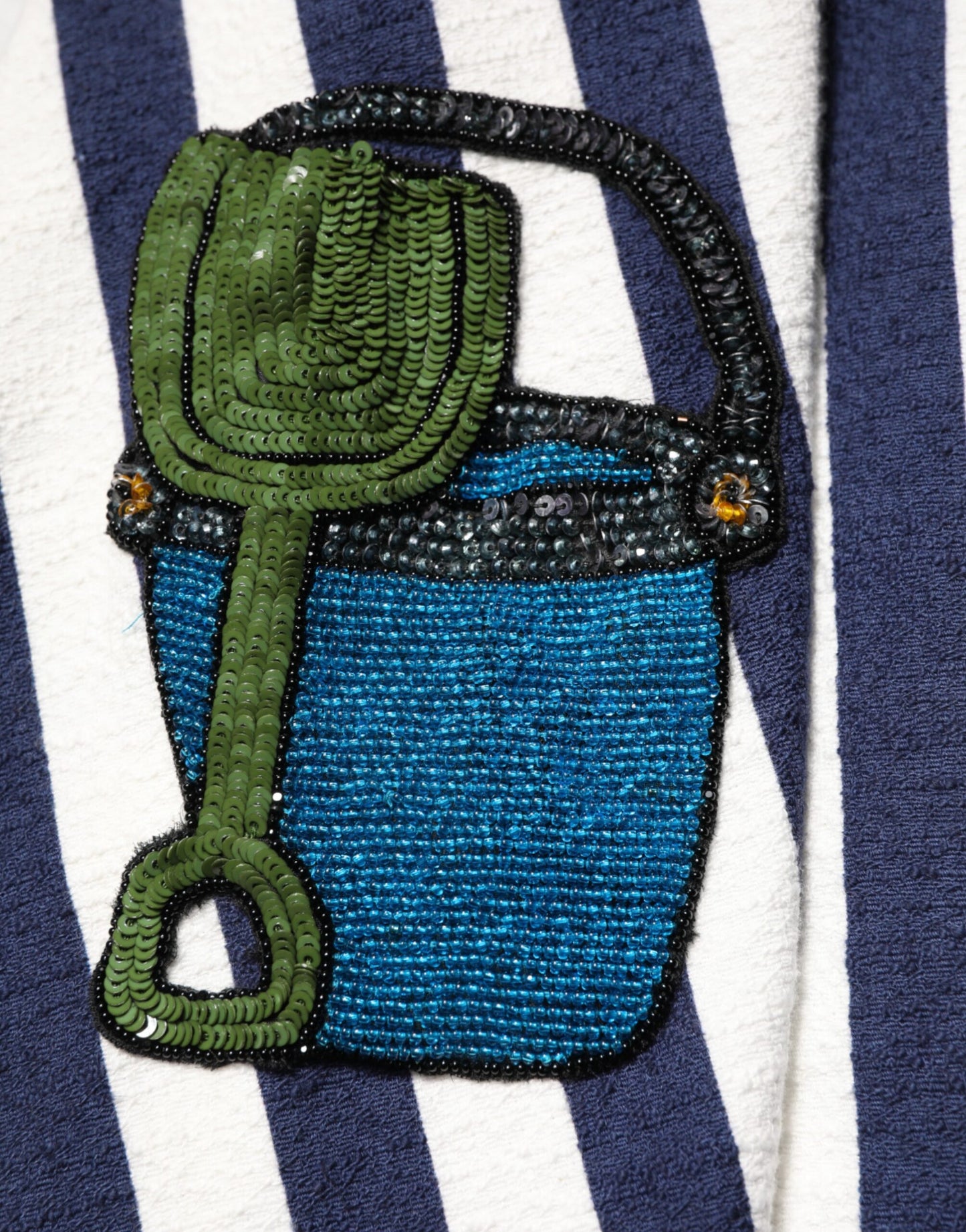 Dolce & Gabbana Blau-weiß gestreiftes, besticktes Kleid in A-Linie