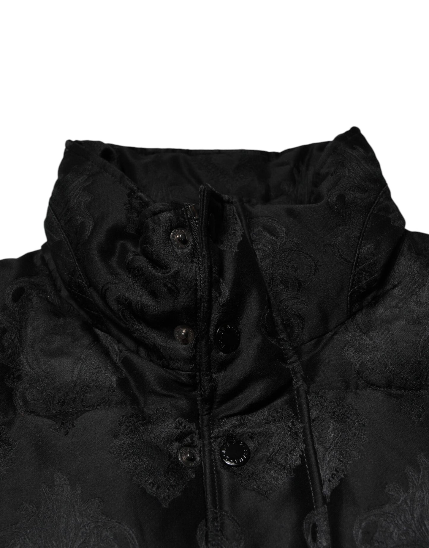 Dolce & Gabbana Schwarze Jacquard gesteppte Puffer-Bomberjacke