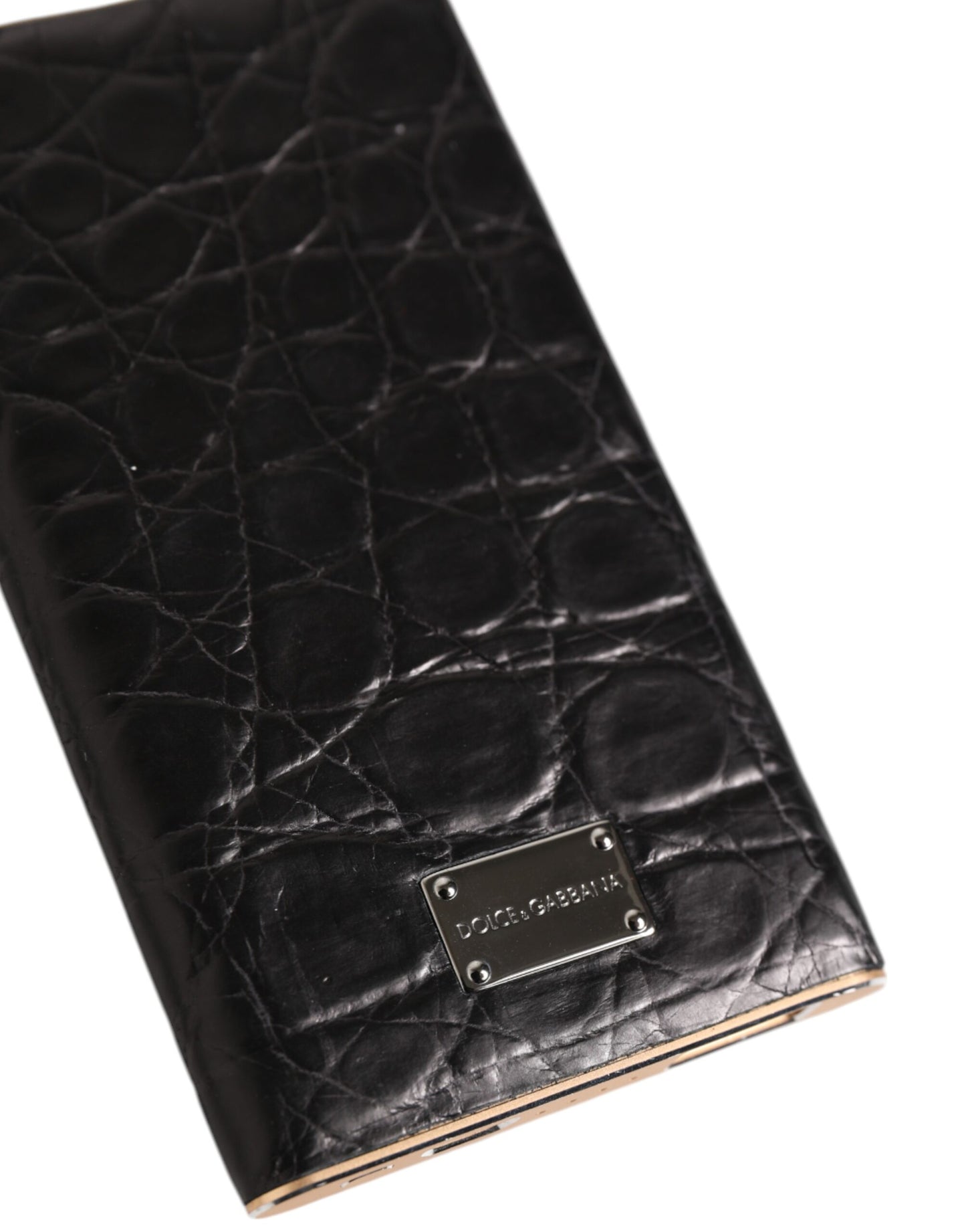 Dolce & Gabbana Schwarzes Leder Exotische Haut 3000mAh Power Bank Ladegerät USB