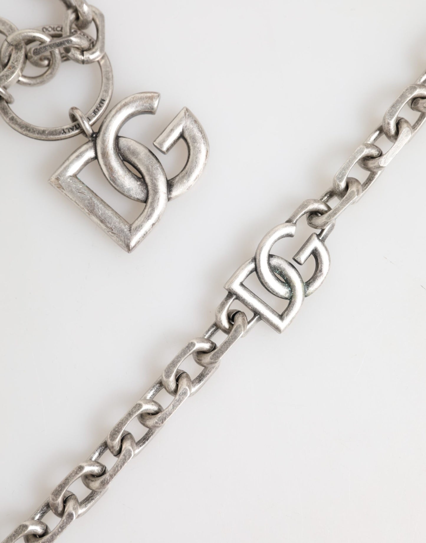 Dolce & Gabbana Silber-Ton Messing DG Logo Detailing Kette Männer Halskette
