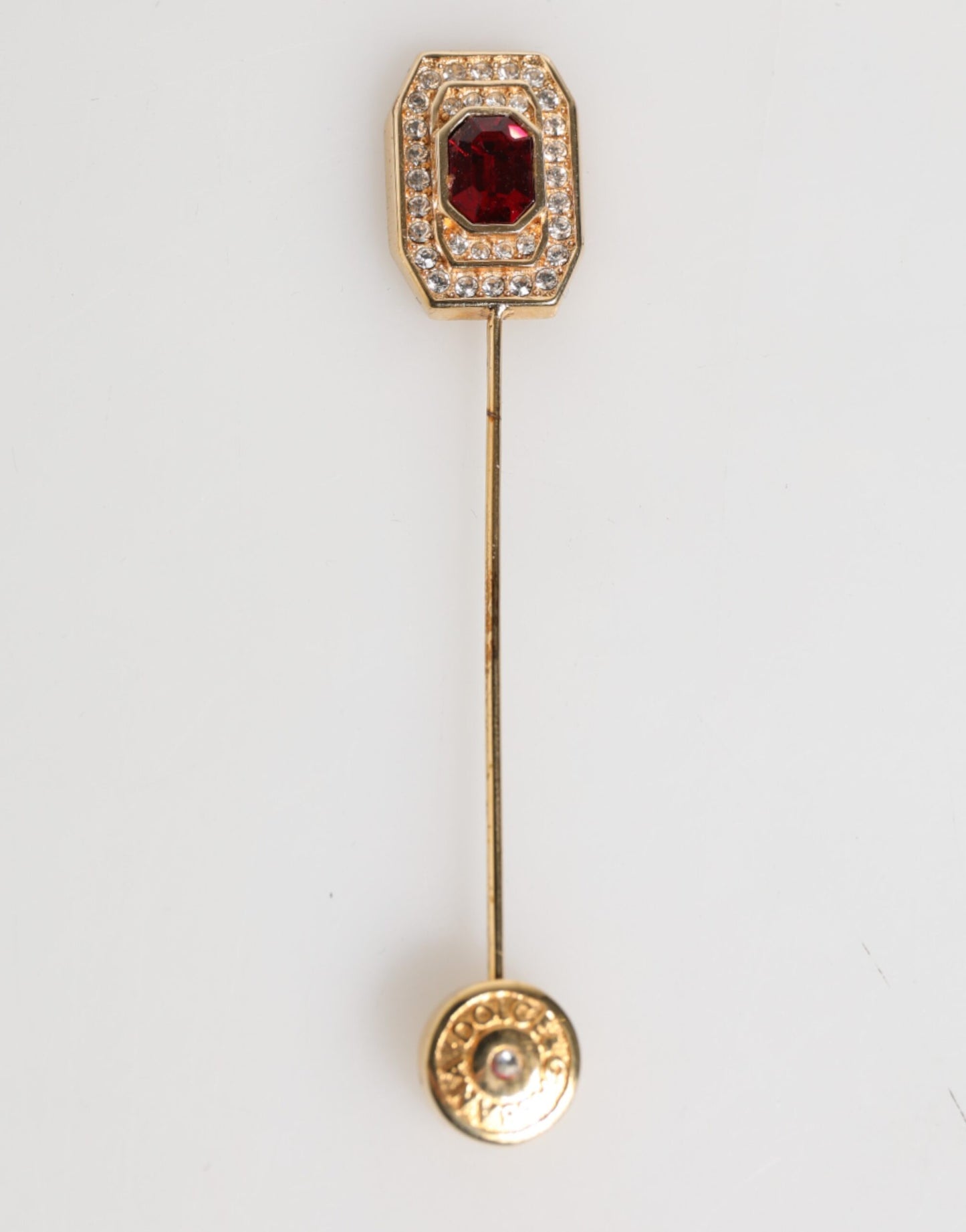 Dolce & Gabbana Strass verzierte Sterling Silber Kragen Brosche Pin