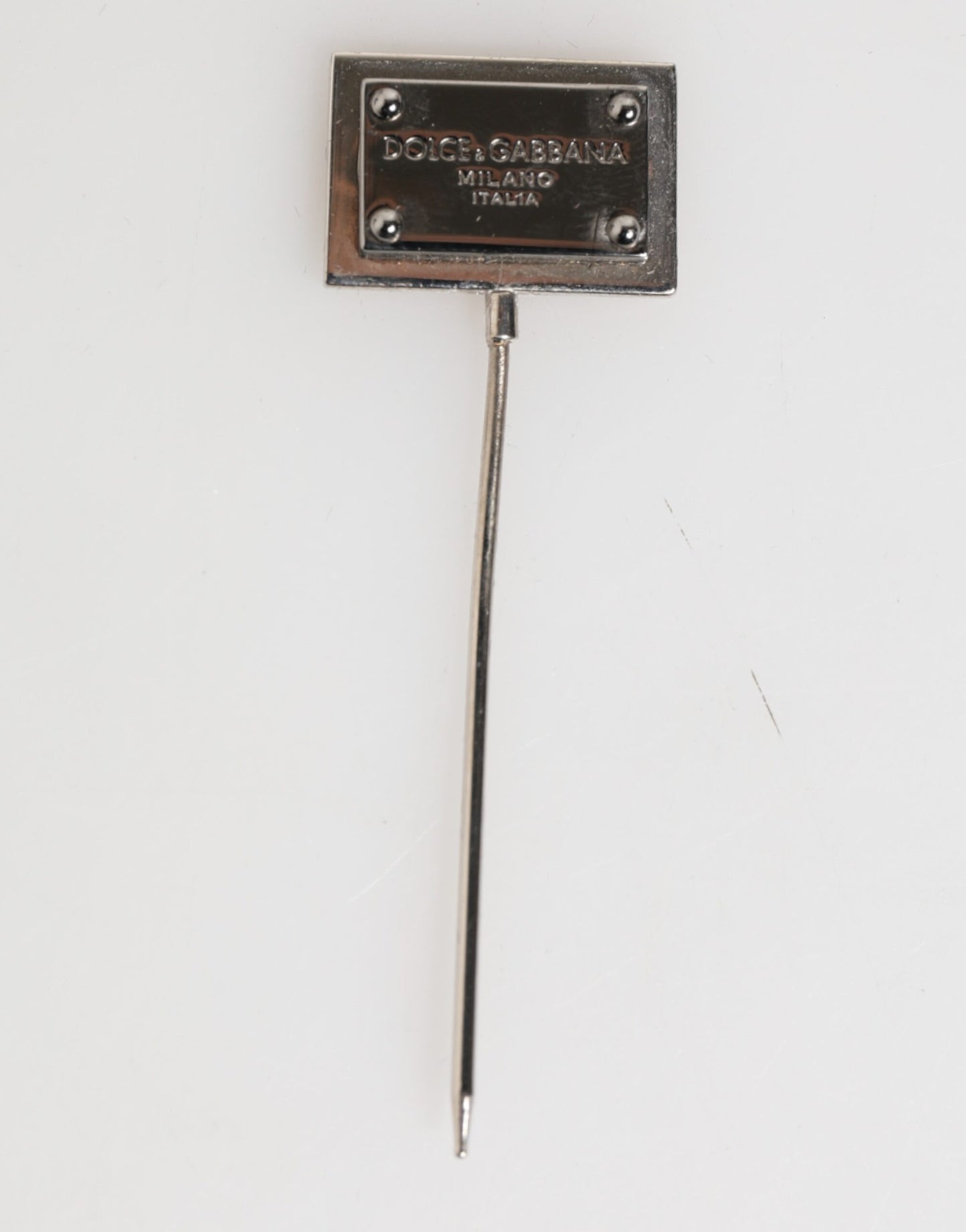Dolce & Gabbana Silberton Logo Plaque Anstecknadel Männer Accessoire Brosche Pin