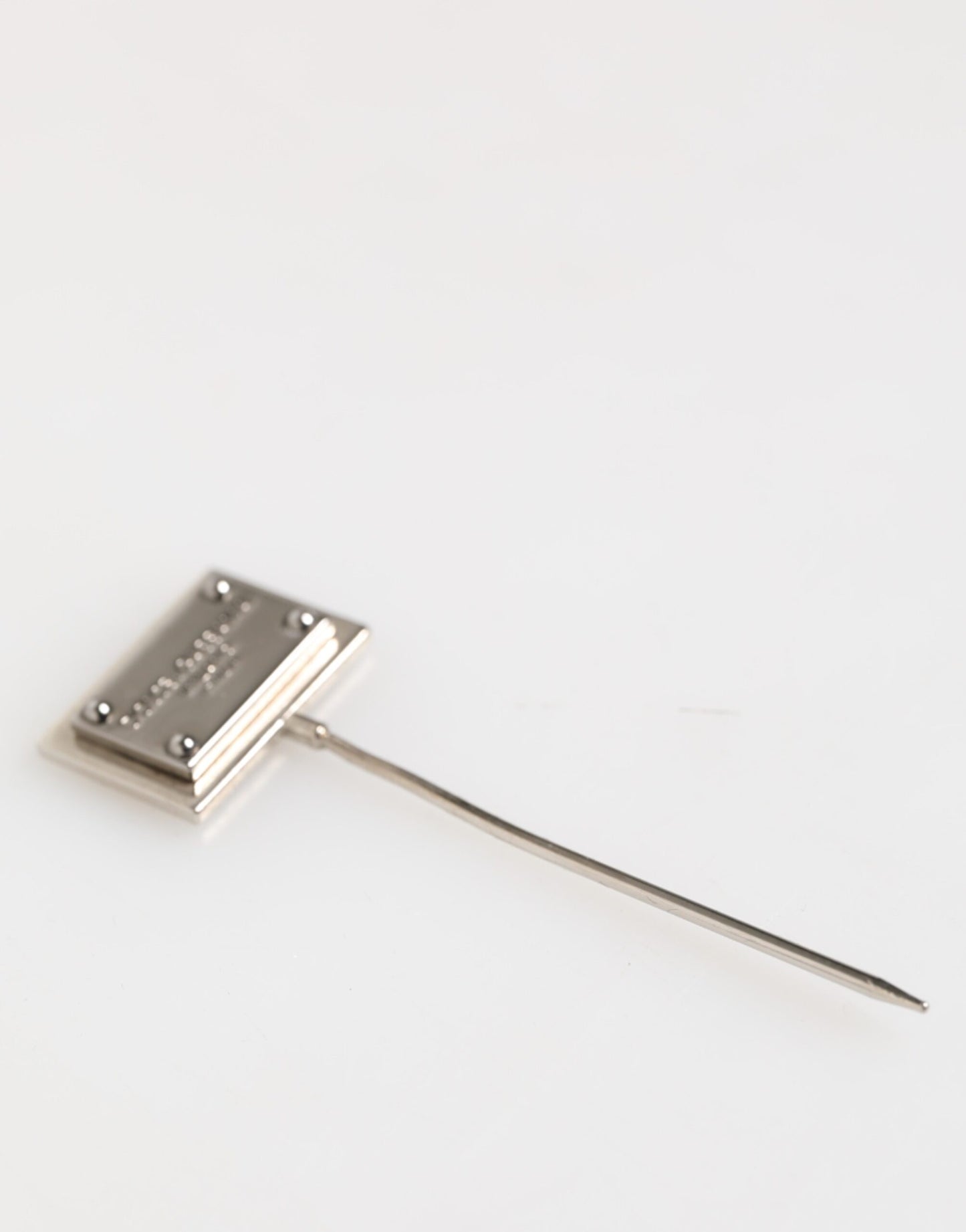 Dolce & Gabbana Silberton Logo Plaque Anstecknadel Männer Accessoire Brosche Pin