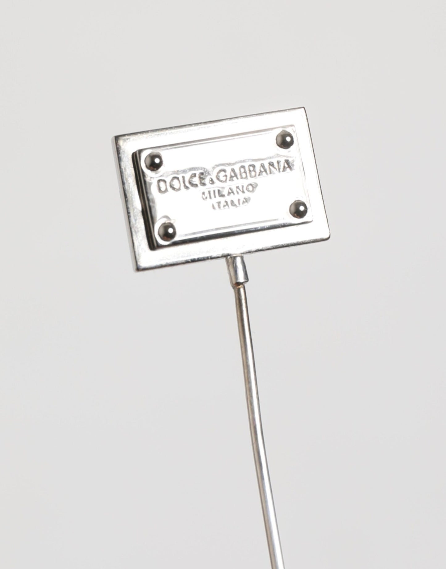 Dolce & Gabbana Silberton Logo Plaque Anstecknadel Männer Accessoire Brosche Pin