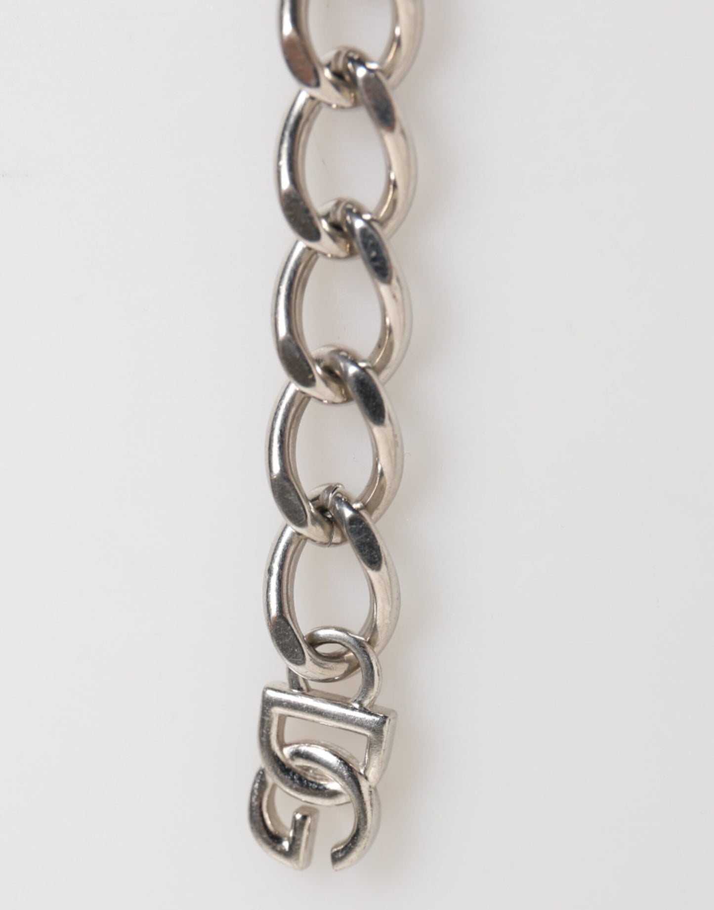 Dolce & Gabbana Silberfarbene Messingkette Karabinerverschluss DG Logo-Armband