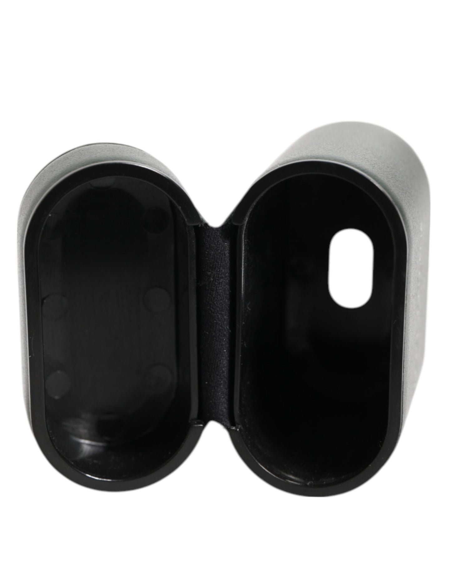 Dolce & Gabbana Schwarzes Leder Logo Druck Flip Halter Männer Airpods Fall