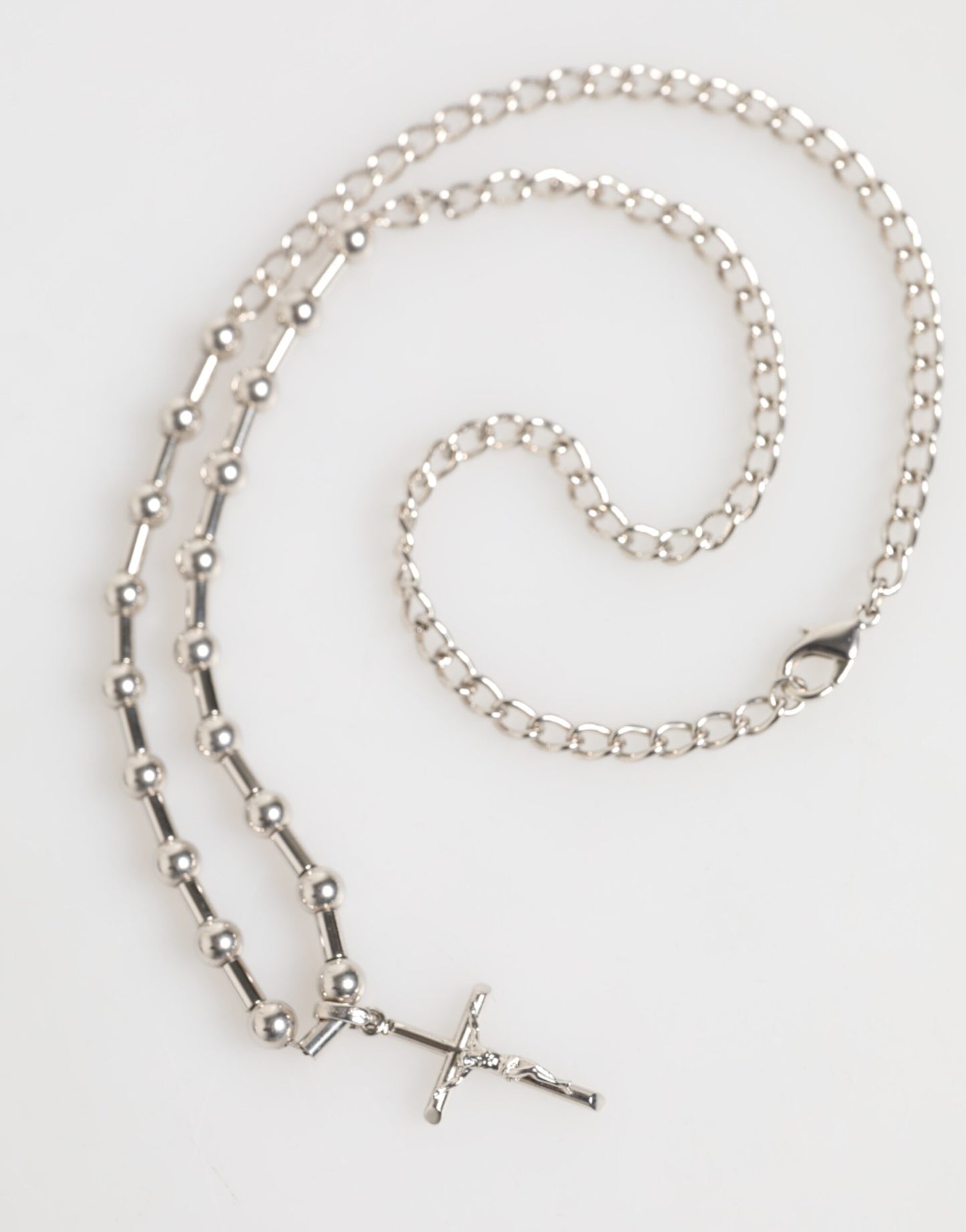 Dolce & Gabbana Silber-Ton Messing Kette religiösen Kreuz Anhänger Halskette