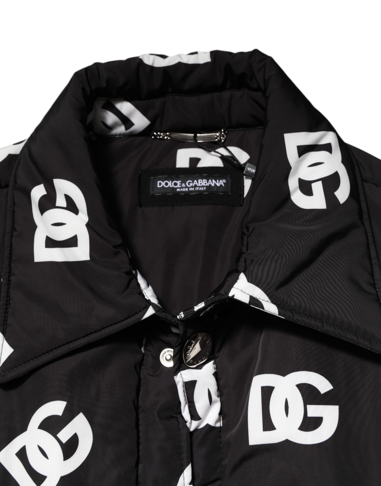 Dolce & Gabbana Schwarze DG Monogram Nylon Windbreaker Jacke