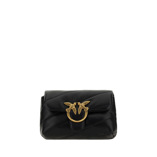 PINKO Schwarze Kalbshaut Bos Taurus Schultertasche
