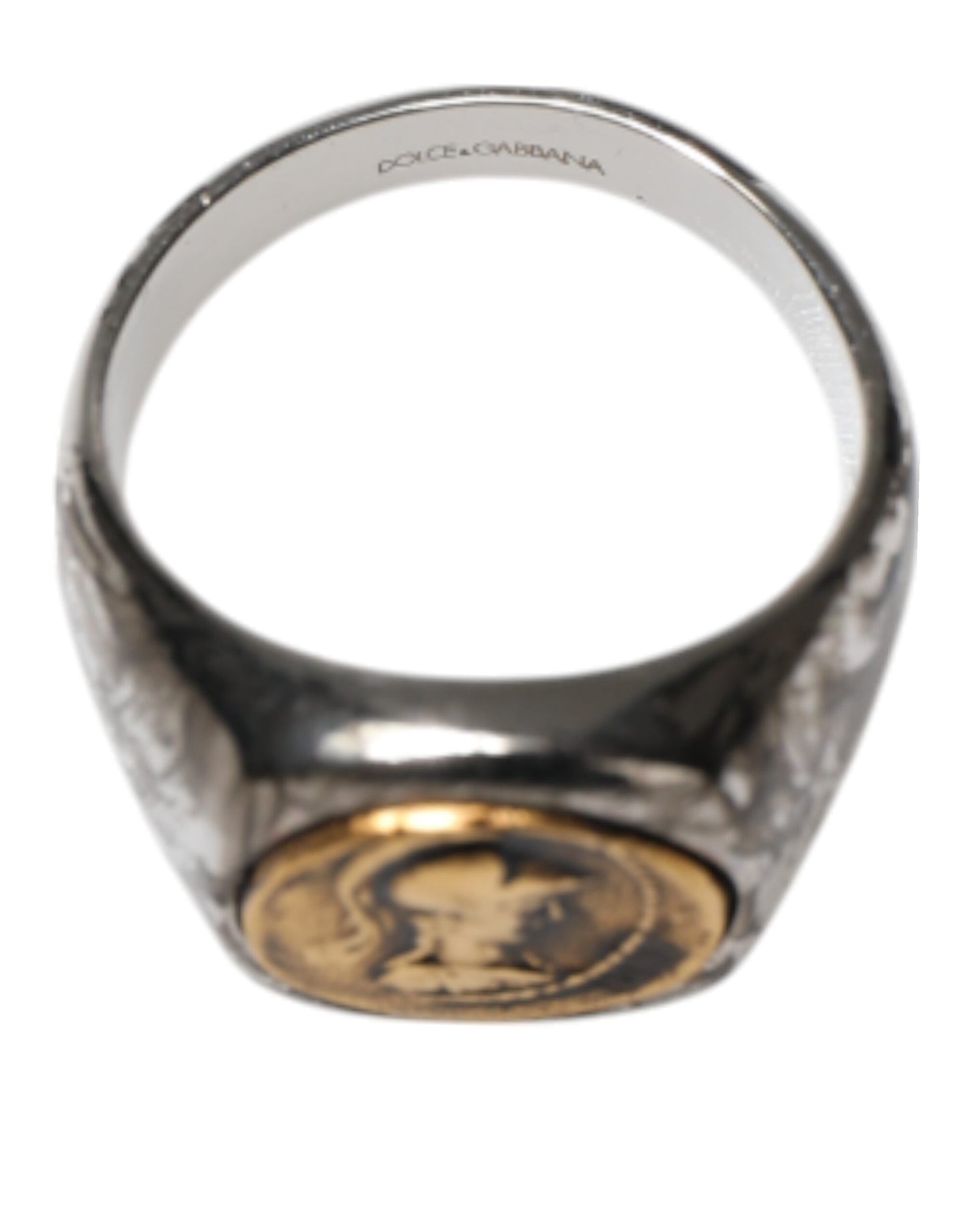 Dolce & Gabbana Silber Ton graviert zwei Farbe Echtmessing Ring