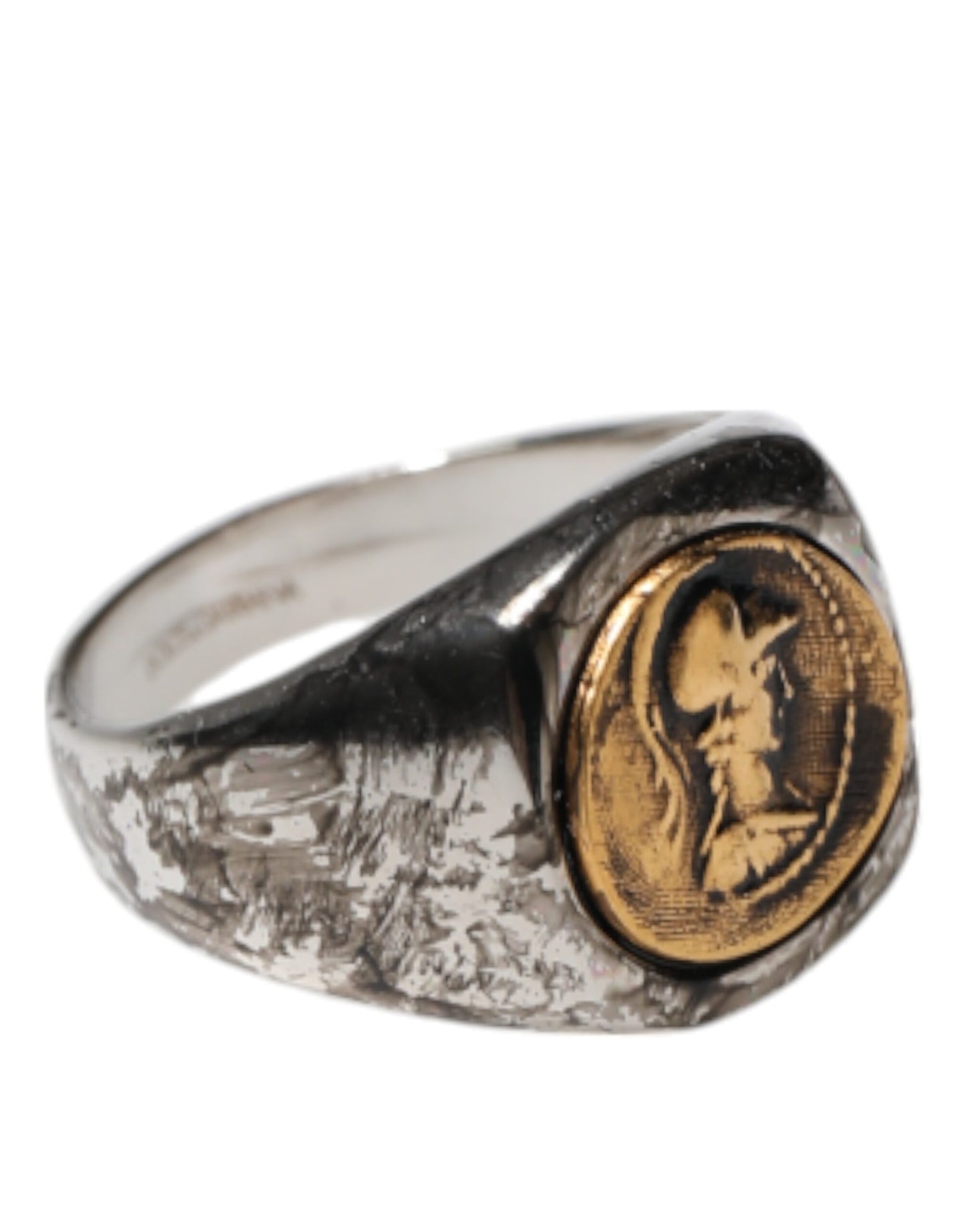 Dolce & Gabbana Silber Ton graviert zwei Farbe Echtmessing Ring