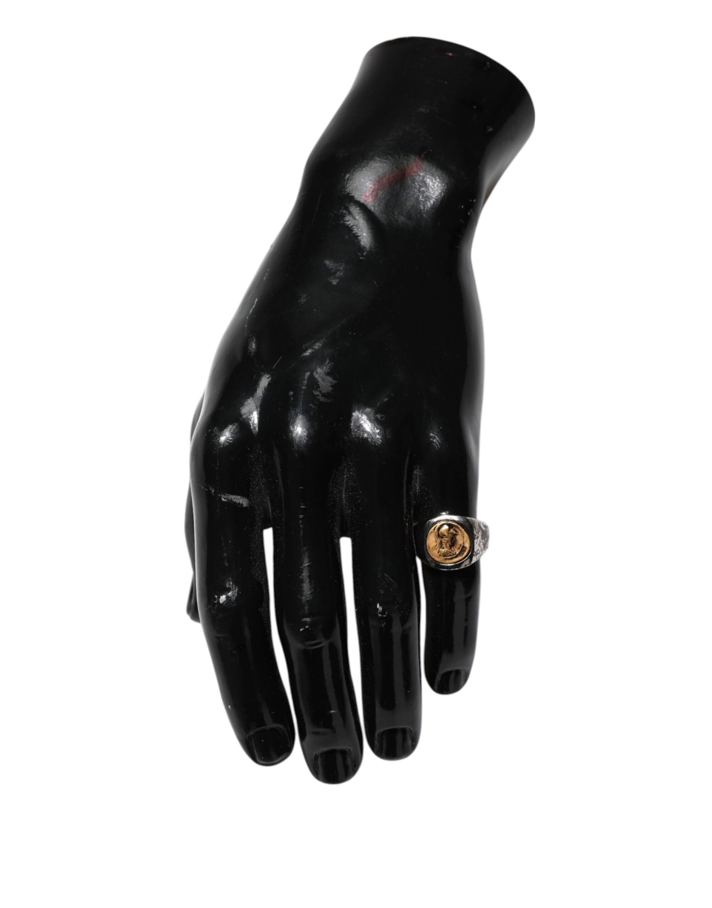 Dolce & Gabbana Silber Ton graviert zwei Farbe Echtmessing Ring