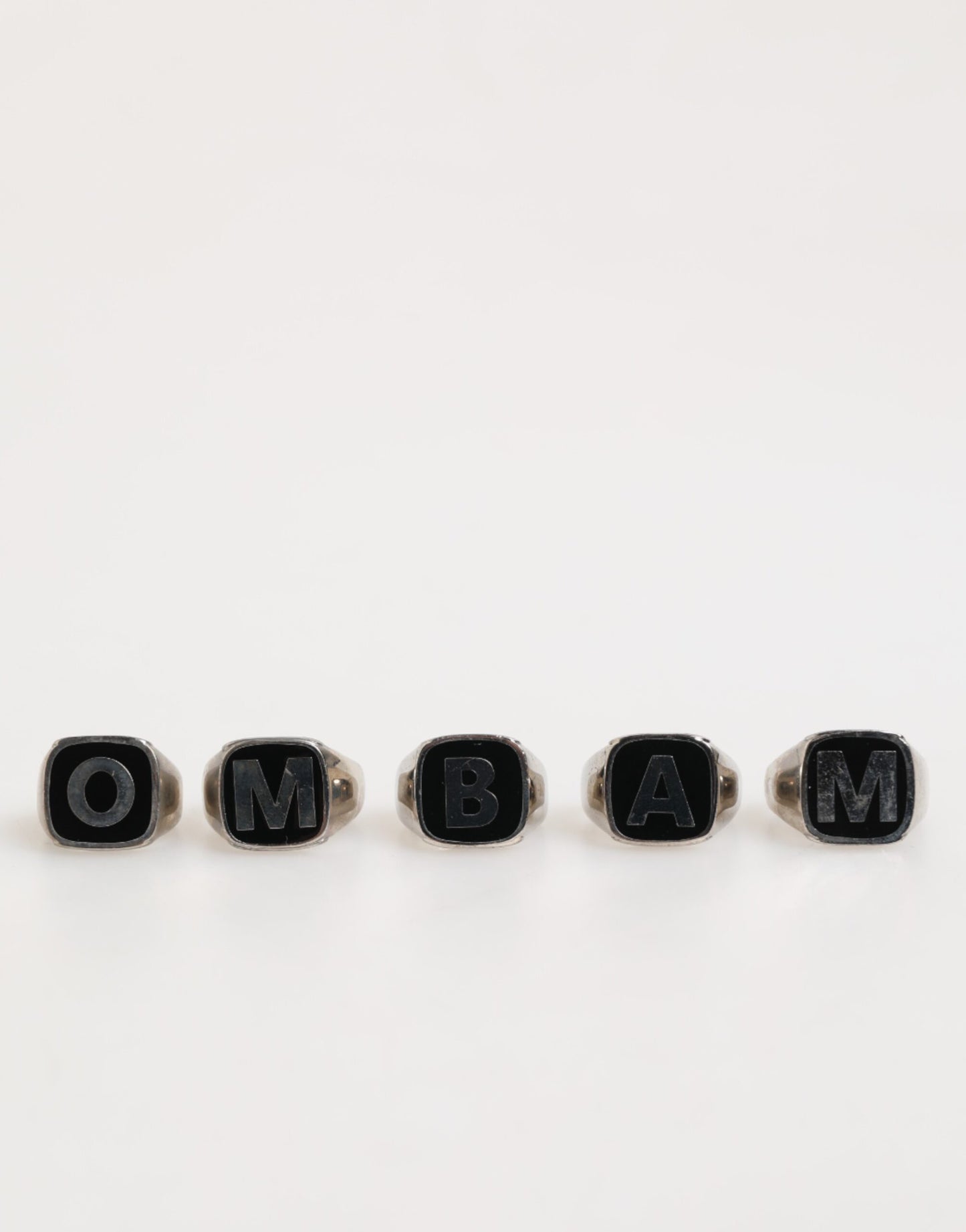 Dolce & Gabbana Silber-Ton Messing Schriftzug Set 5 Stück verstellbaren Ring