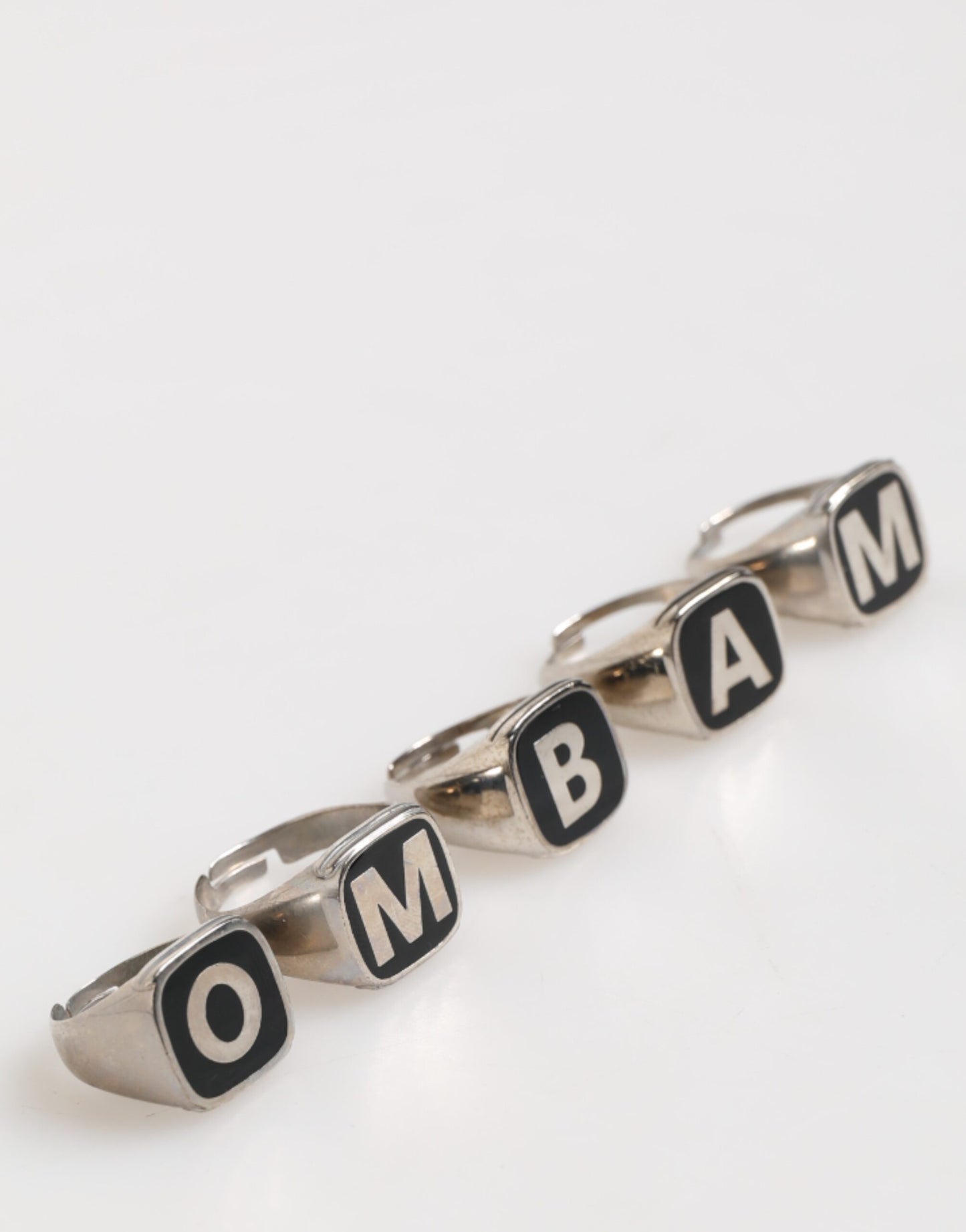 Dolce & Gabbana Silber-Ton Messing Schriftzug Set 5 Stück verstellbaren Ring