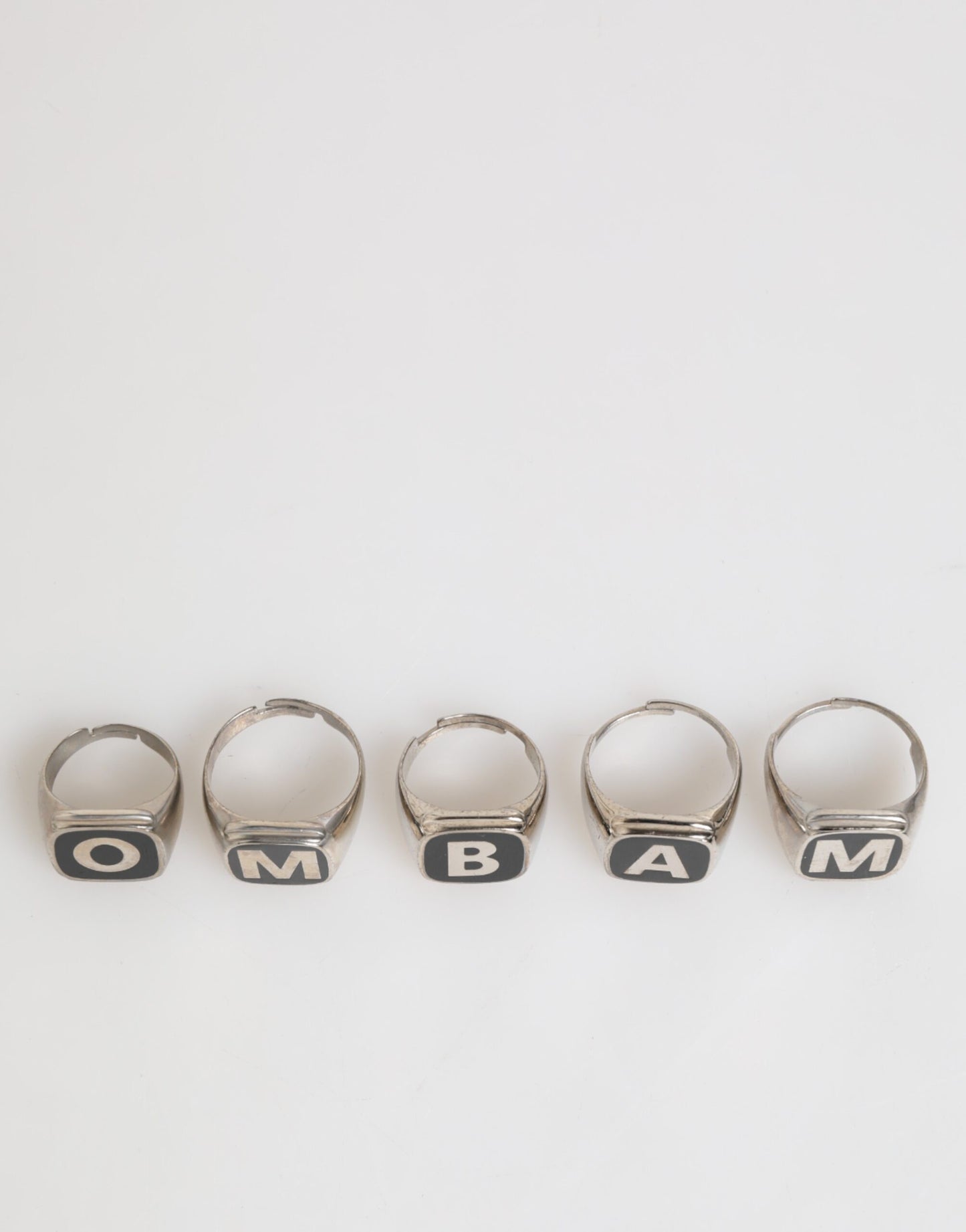 Dolce & Gabbana Silber-Ton Messing Schriftzug Set 5 Stück verstellbaren Ring