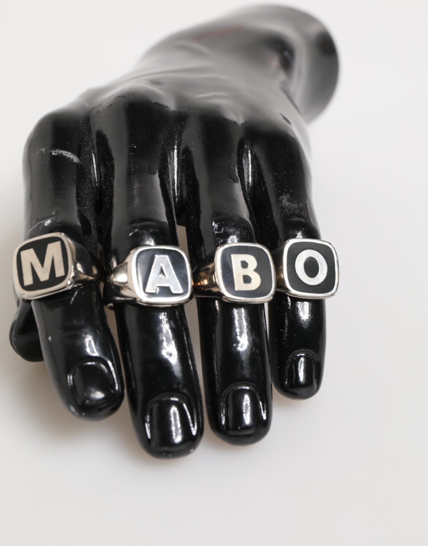 Dolce & Gabbana Silber-Ton Messing Schriftzug Set 5 Stück verstellbaren Ring