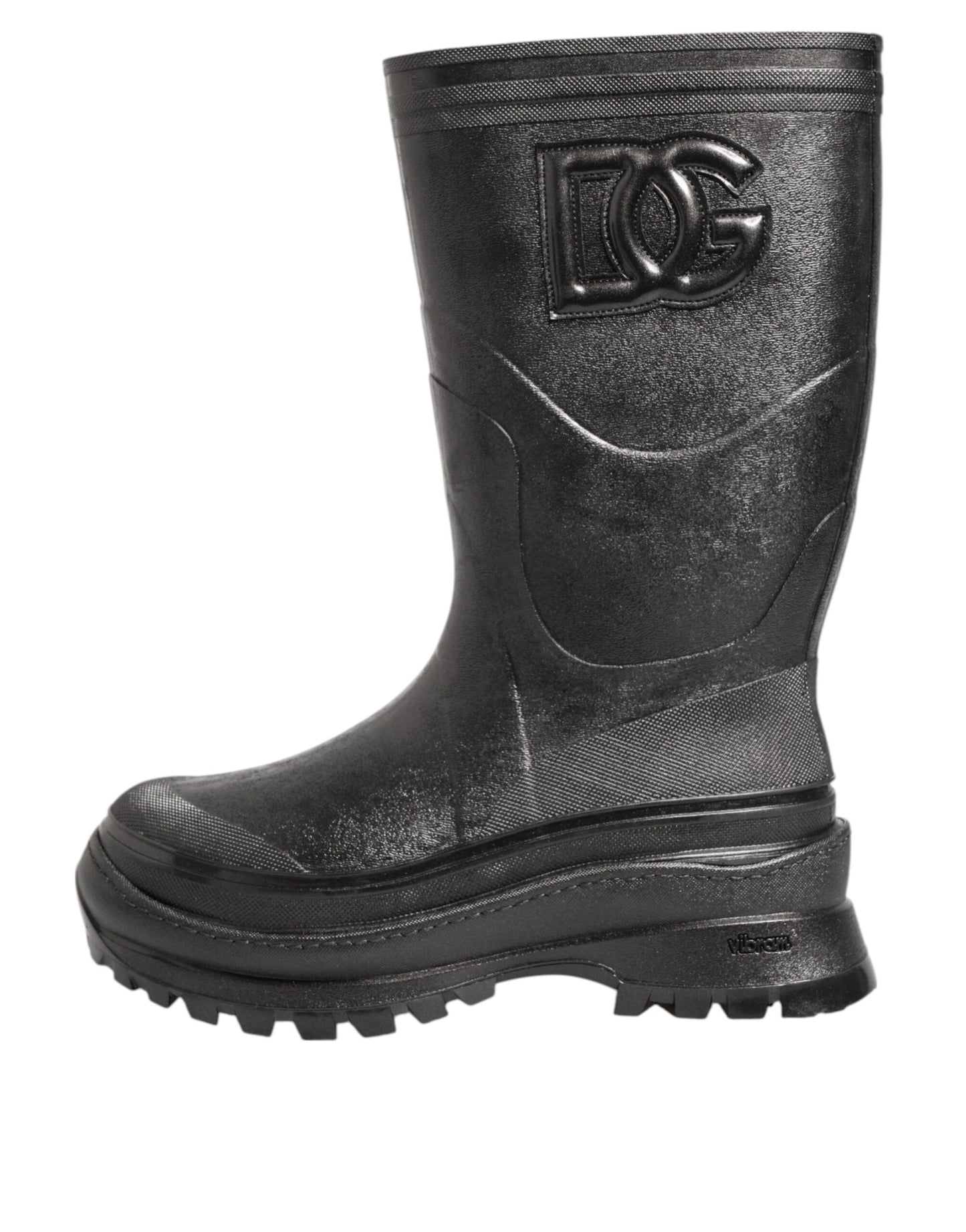 Dolce & Gabbana Metallic Schwarz Pull On Regen Stiefel Männer Schuhe