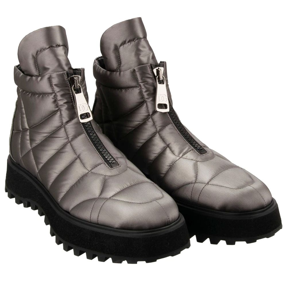 Dolce & Gabbana Grauer Nylon Herrenstiefel
