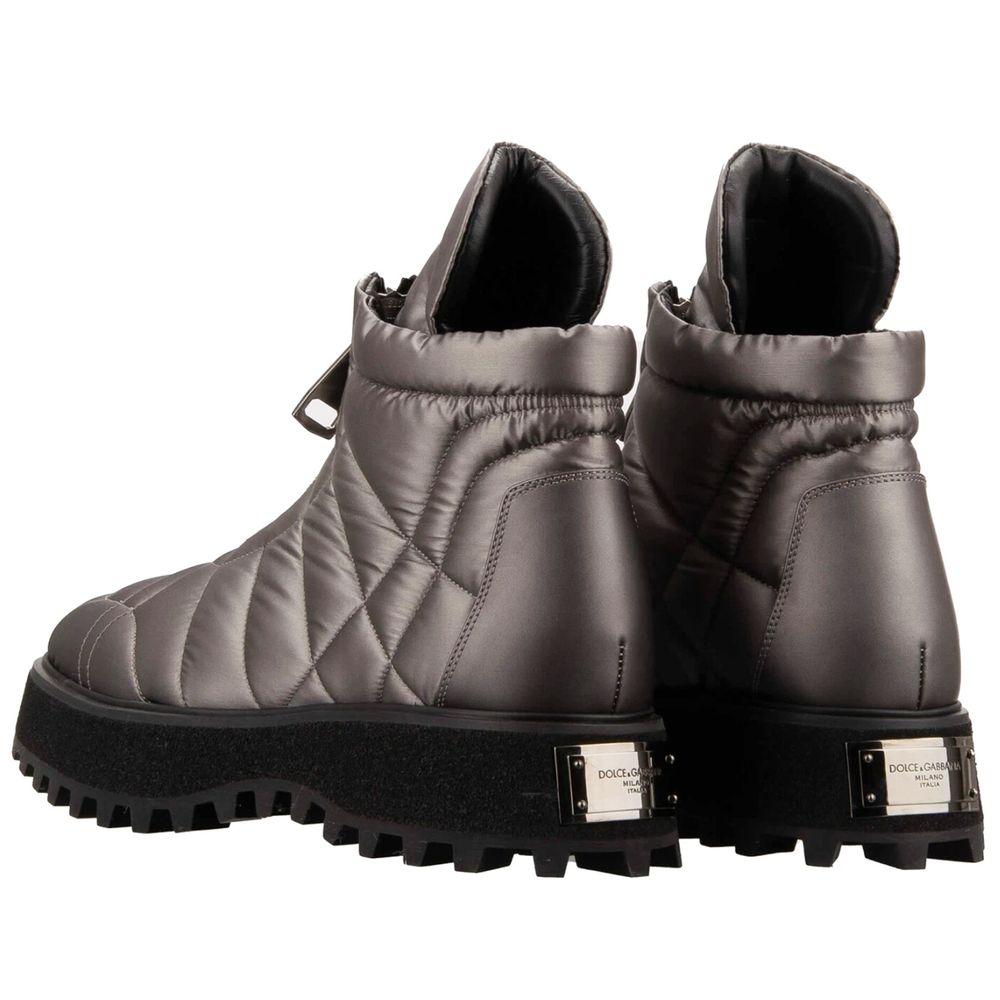 Dolce & Gabbana Grauer Nylon Herrenstiefel