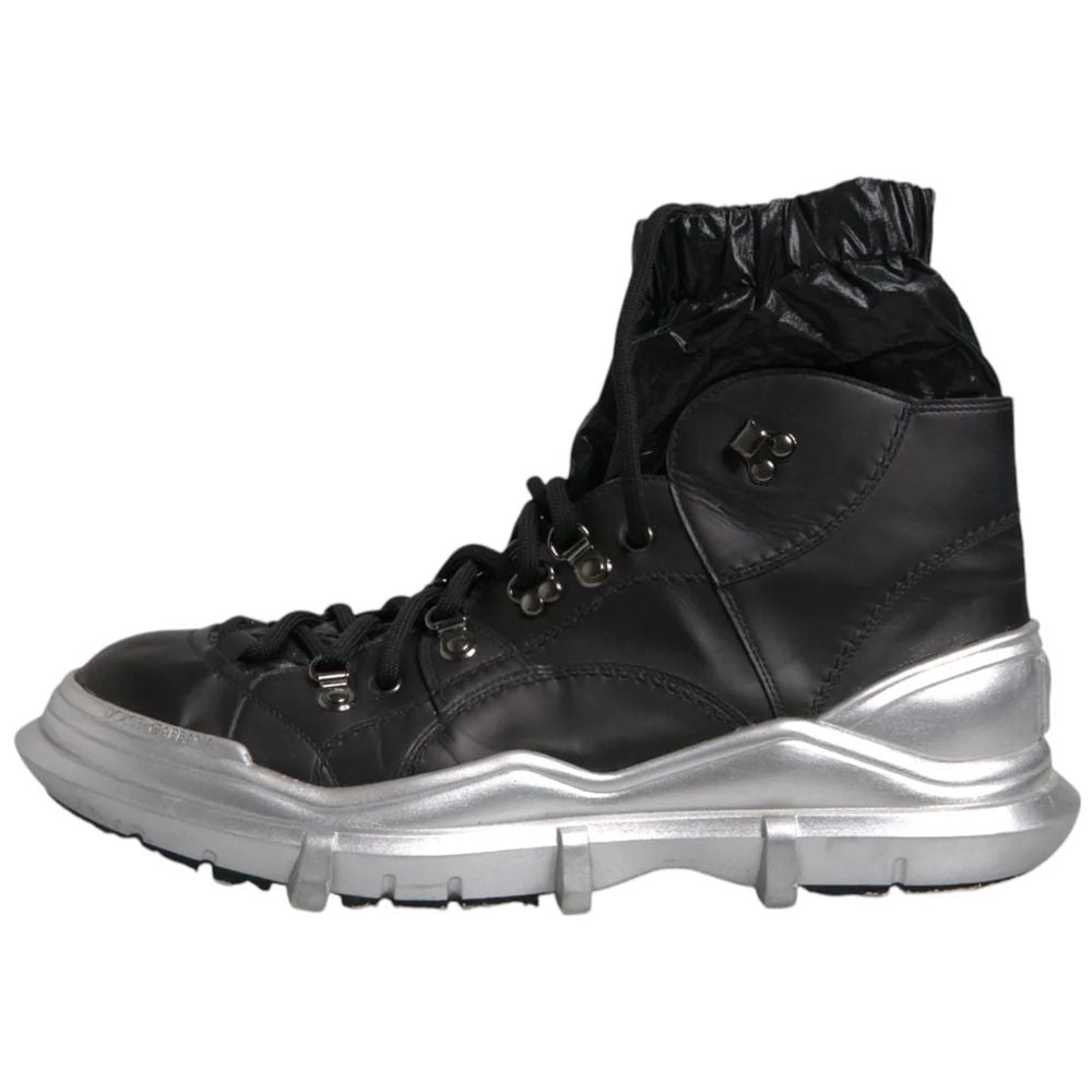 Dolce & Gabbana Schwarze Lammfell Herrenstiefelette