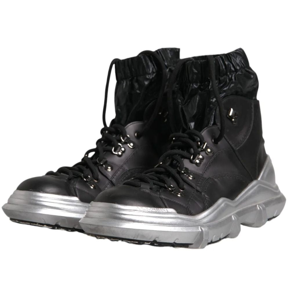 Dolce & Gabbana Schwarze Lammfell Herrenstiefelette