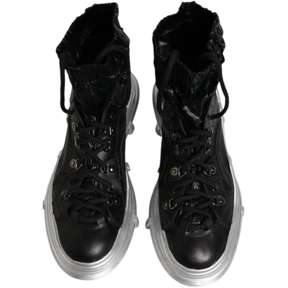Dolce & Gabbana Schwarze Lammfell Herrenstiefelette