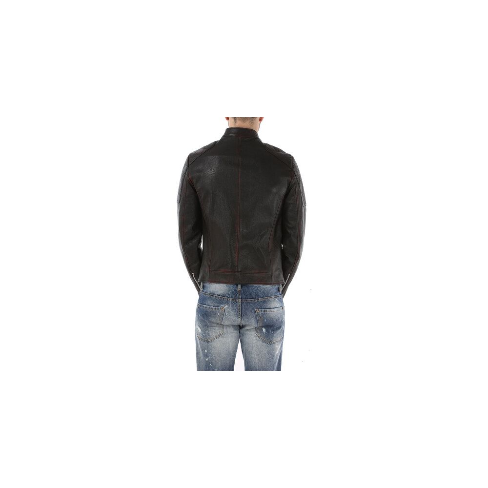 Dolce & Gabbana Schwarzes Ziegenleder Männer Jacke
