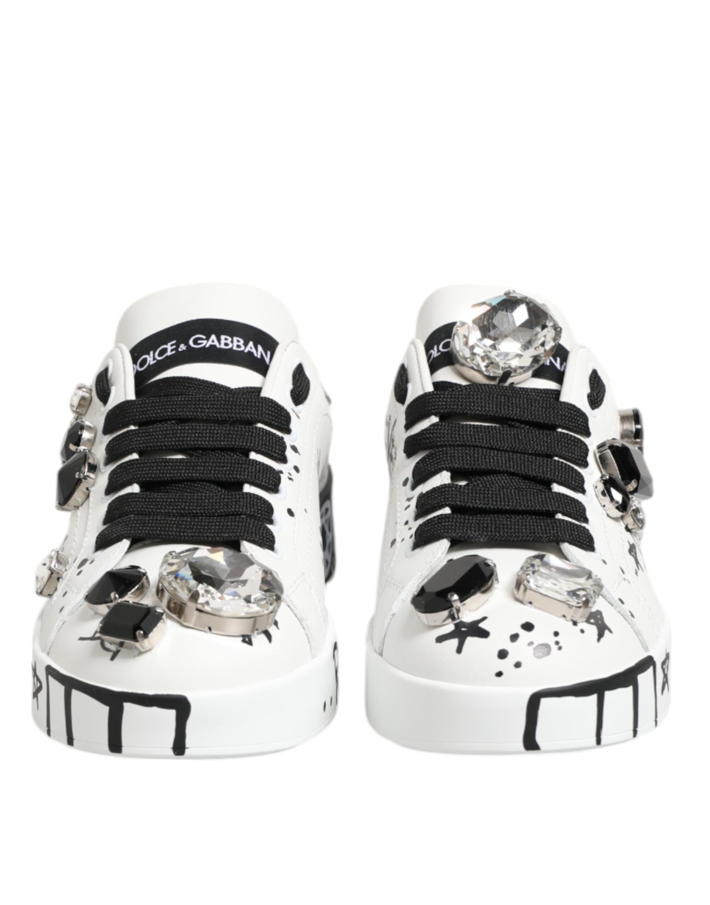 Dolce & Gabbana Weiß Portofino Kristall Turnschuhe Schuhe