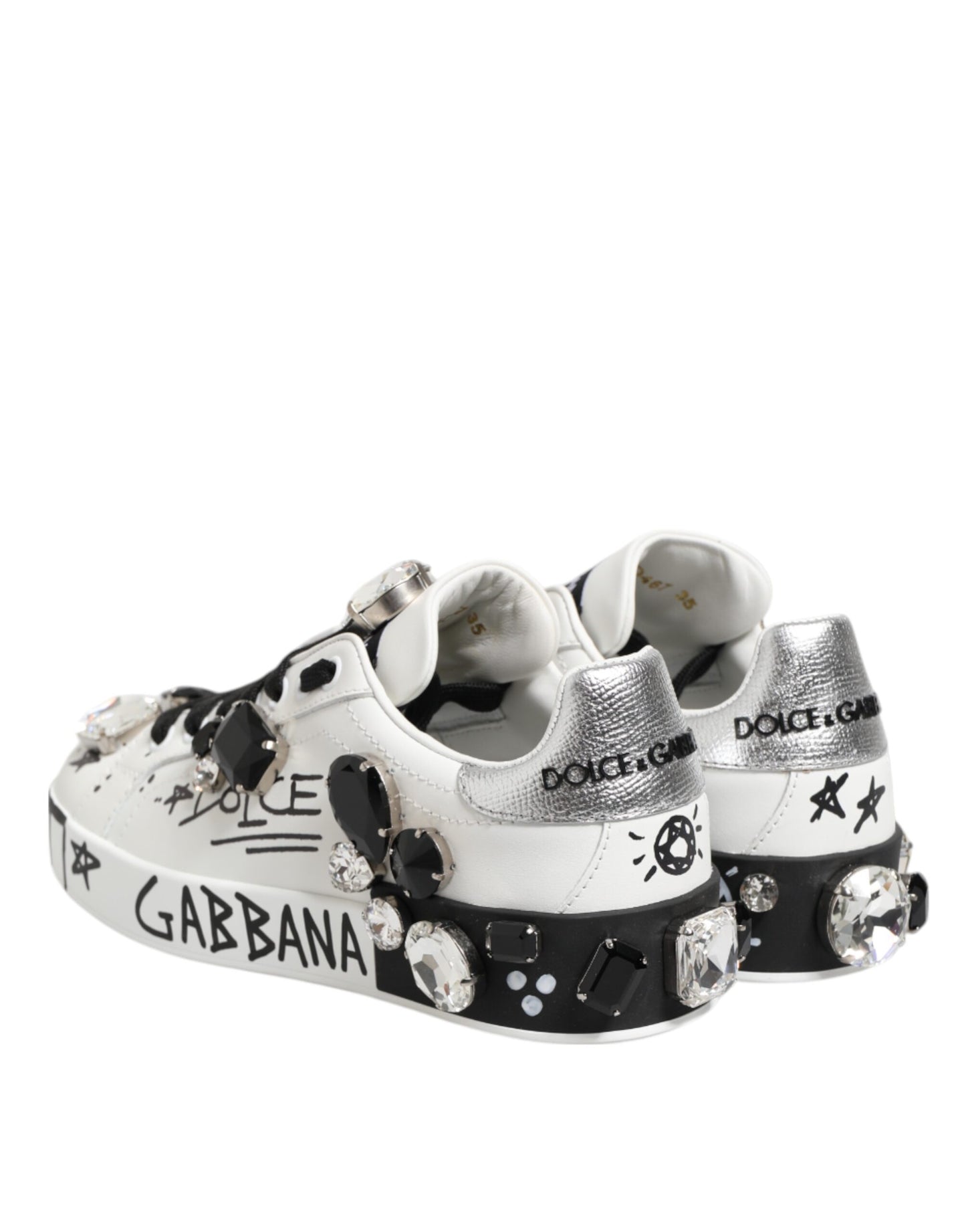 Dolce & Gabbana Weiß Portofino Kristall Turnschuhe Schuhe