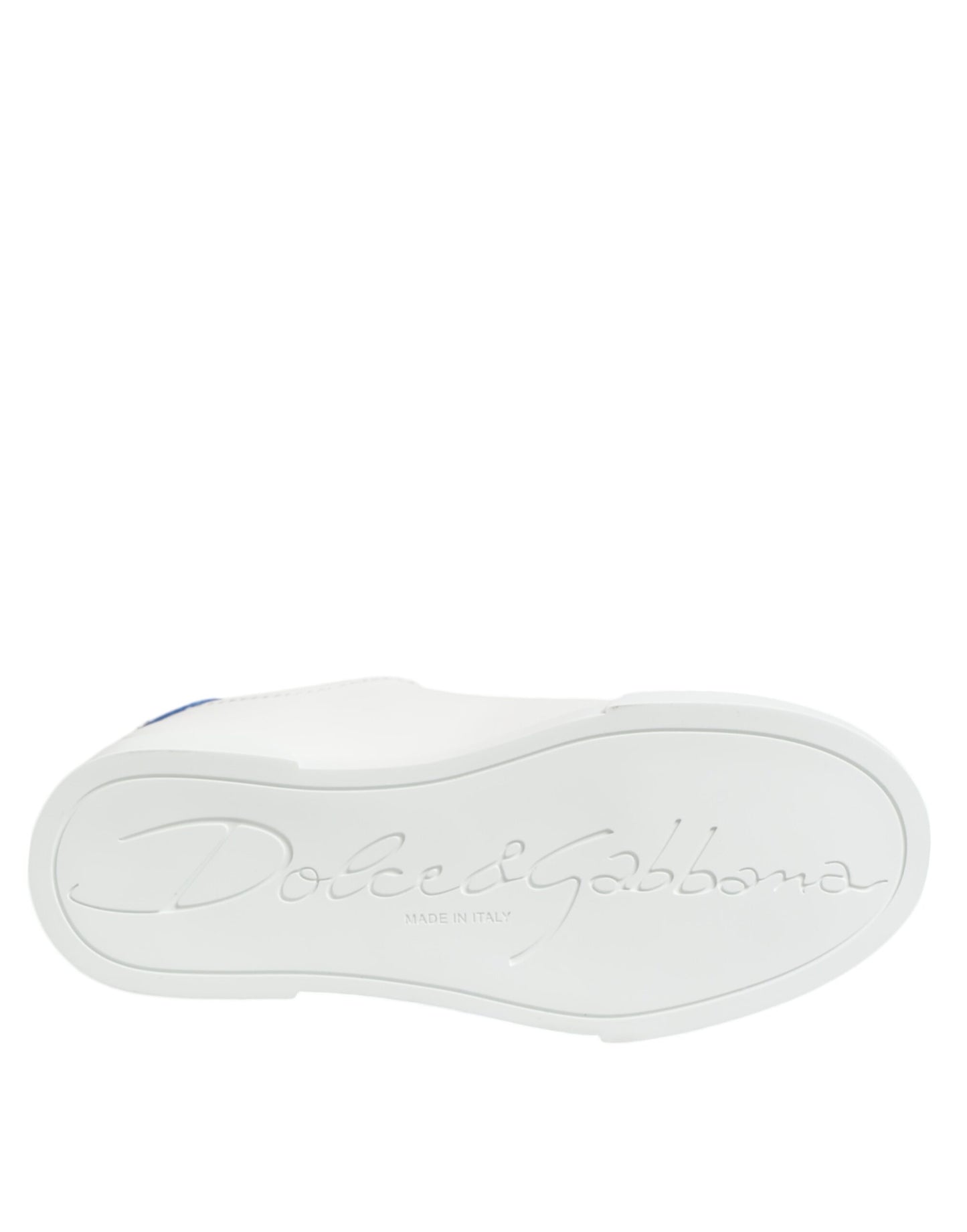 Dolce & Gabbana Weiß Blau Leder Low Top Turnschuhe Schuhe