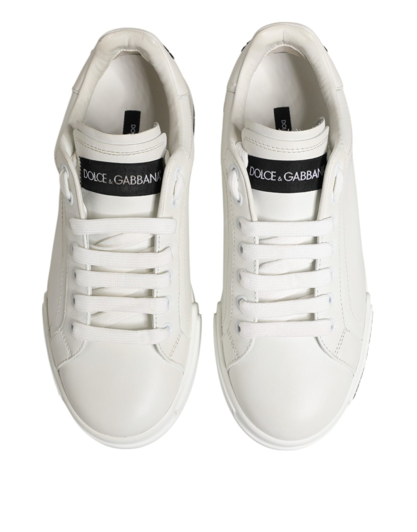 Dolce & Gabbana Schwarz Weiß Leder Portofino Sneaker Schuhe