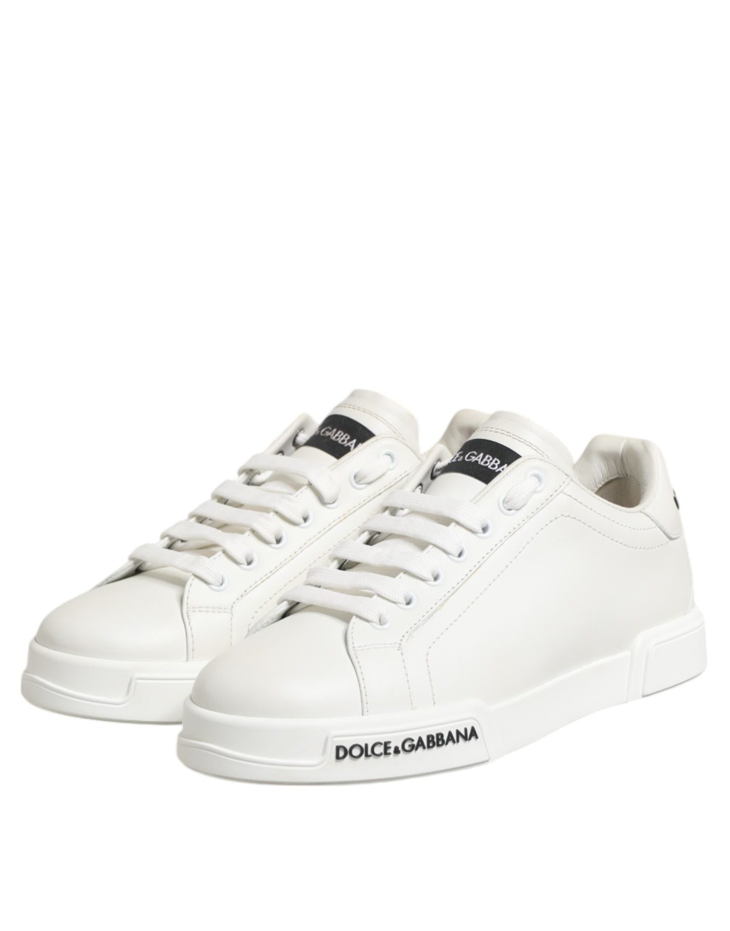 Dolce & Gabbana Schwarz Weiß Leder Portofino Sneaker Schuhe