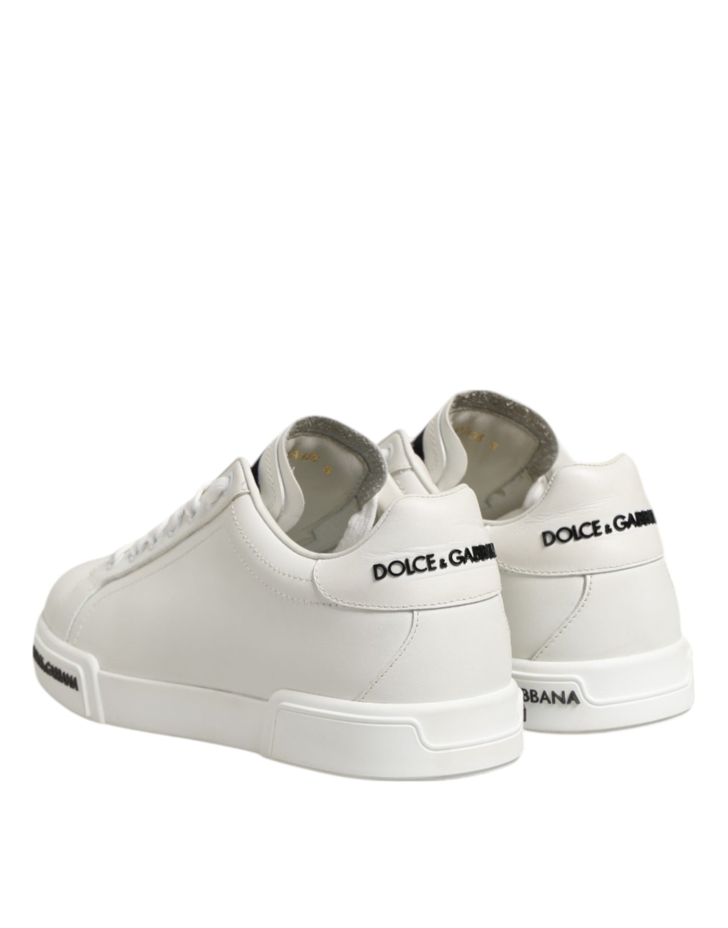 Dolce & Gabbana Schwarz Weiß Leder Portofino Sneaker Schuhe