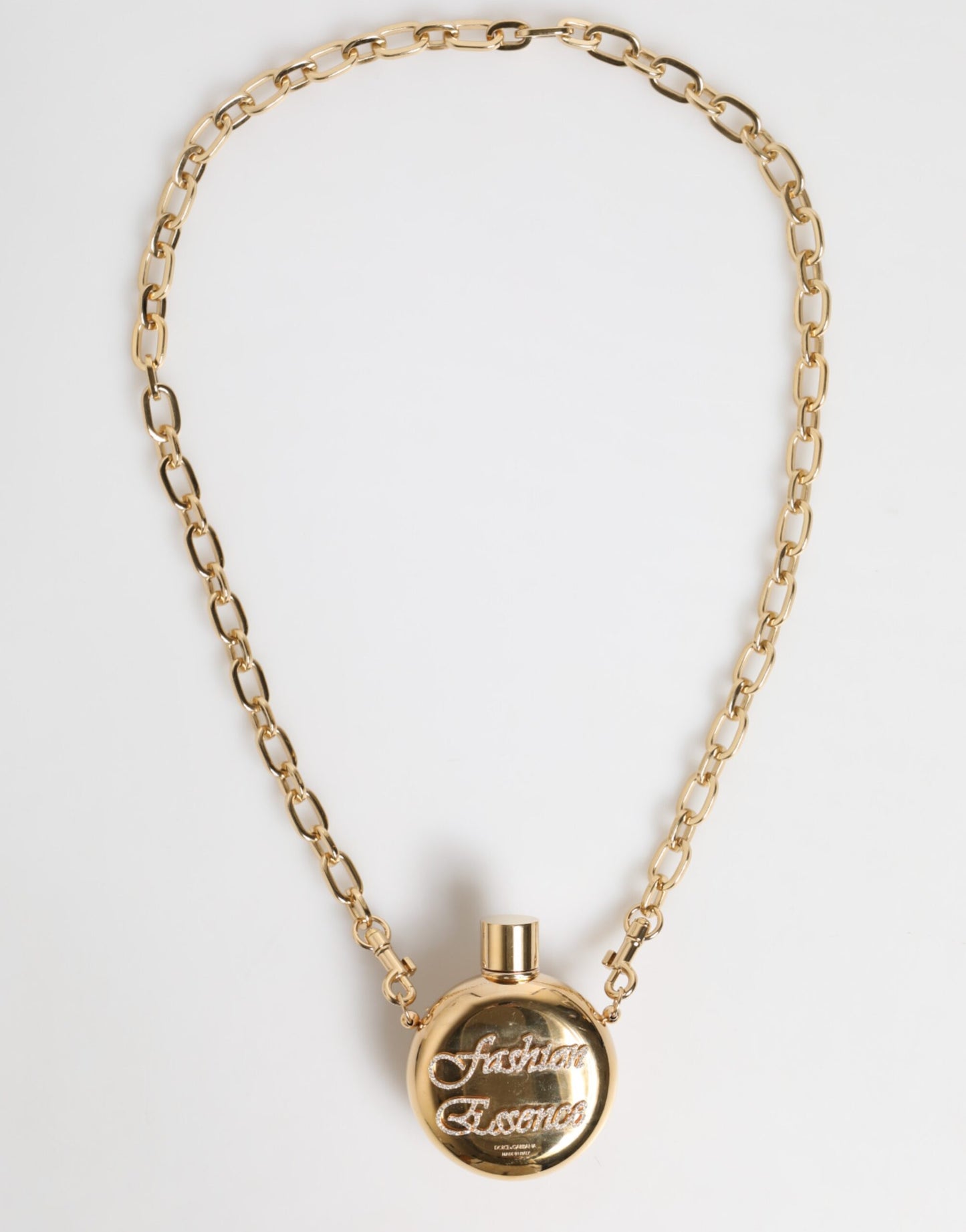 Dolce & Gabbana Gold Messing Strass Anhänger Devotion Charm Halskette