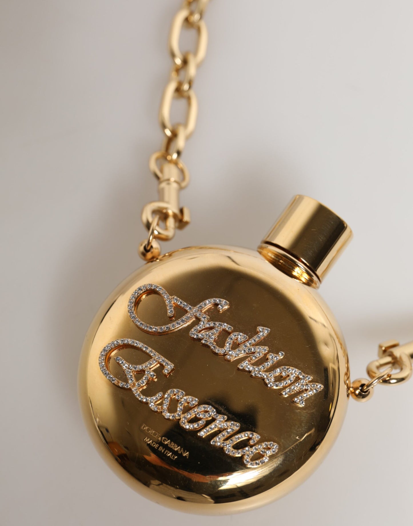 Dolce & Gabbana Gold Messing Strass Anhänger Devotion Charm Halskette
