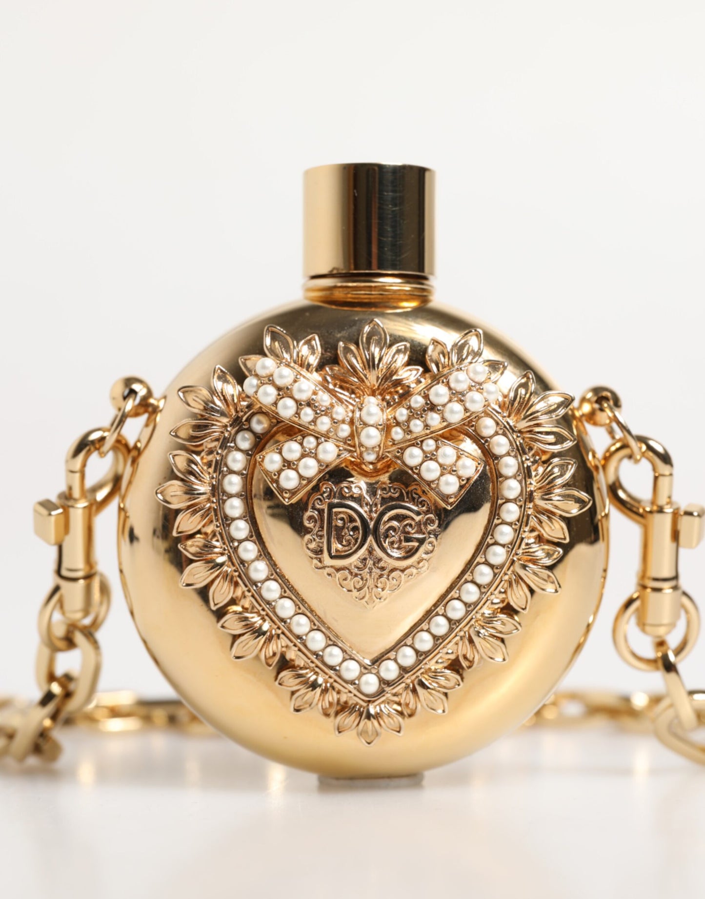 Dolce & Gabbana Gold Messing Strass Anhänger Devotion Charm Halskette