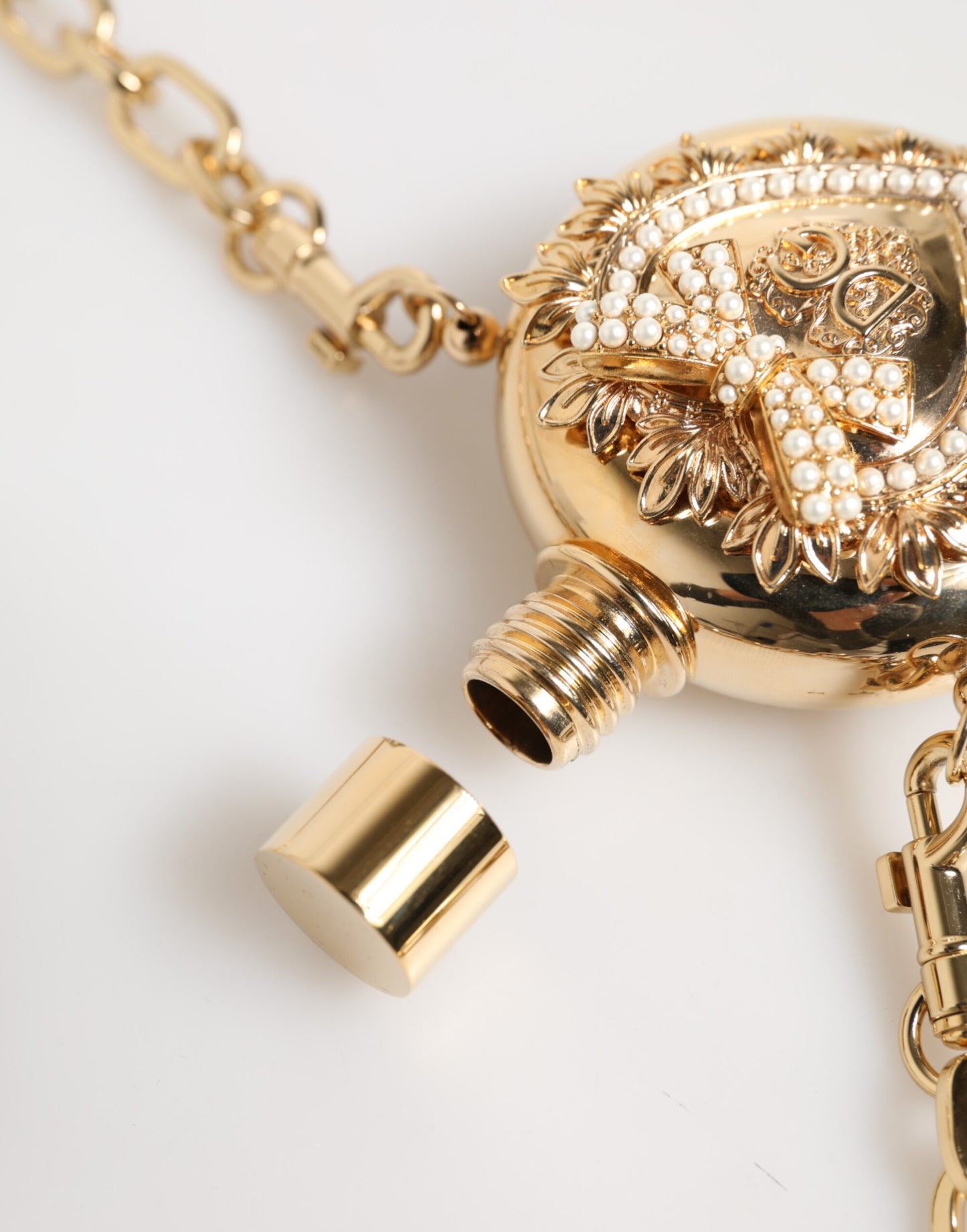 Dolce & Gabbana Gold Messing Strass Anhänger Devotion Charm Halskette