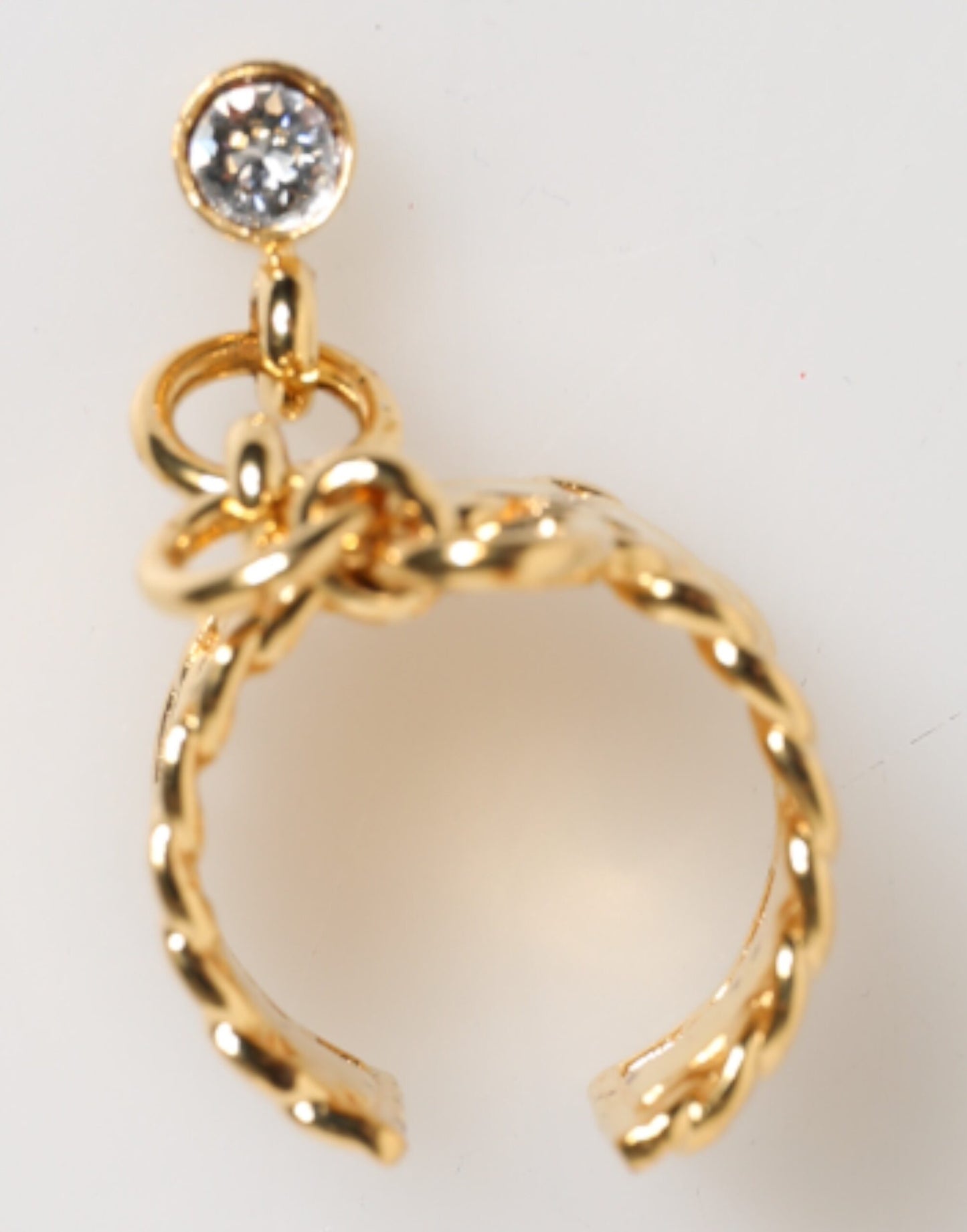 Dolce & Gabbana Gold-Ton Messing Logo Kette klare Kristalle Verstellbarer Ring