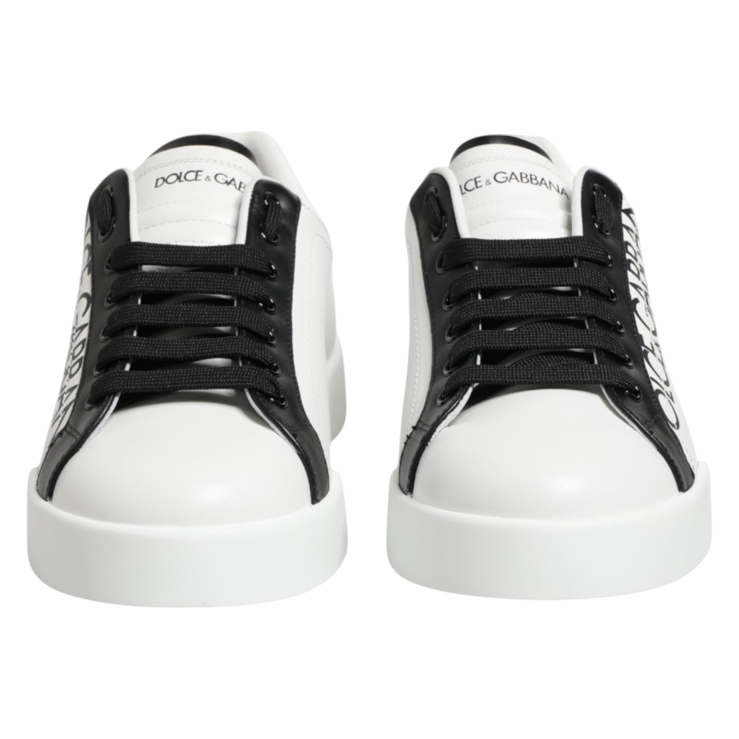 Dolce & Gabbana Schwarz Weiß Leder Portofino Sneaker Schuhe