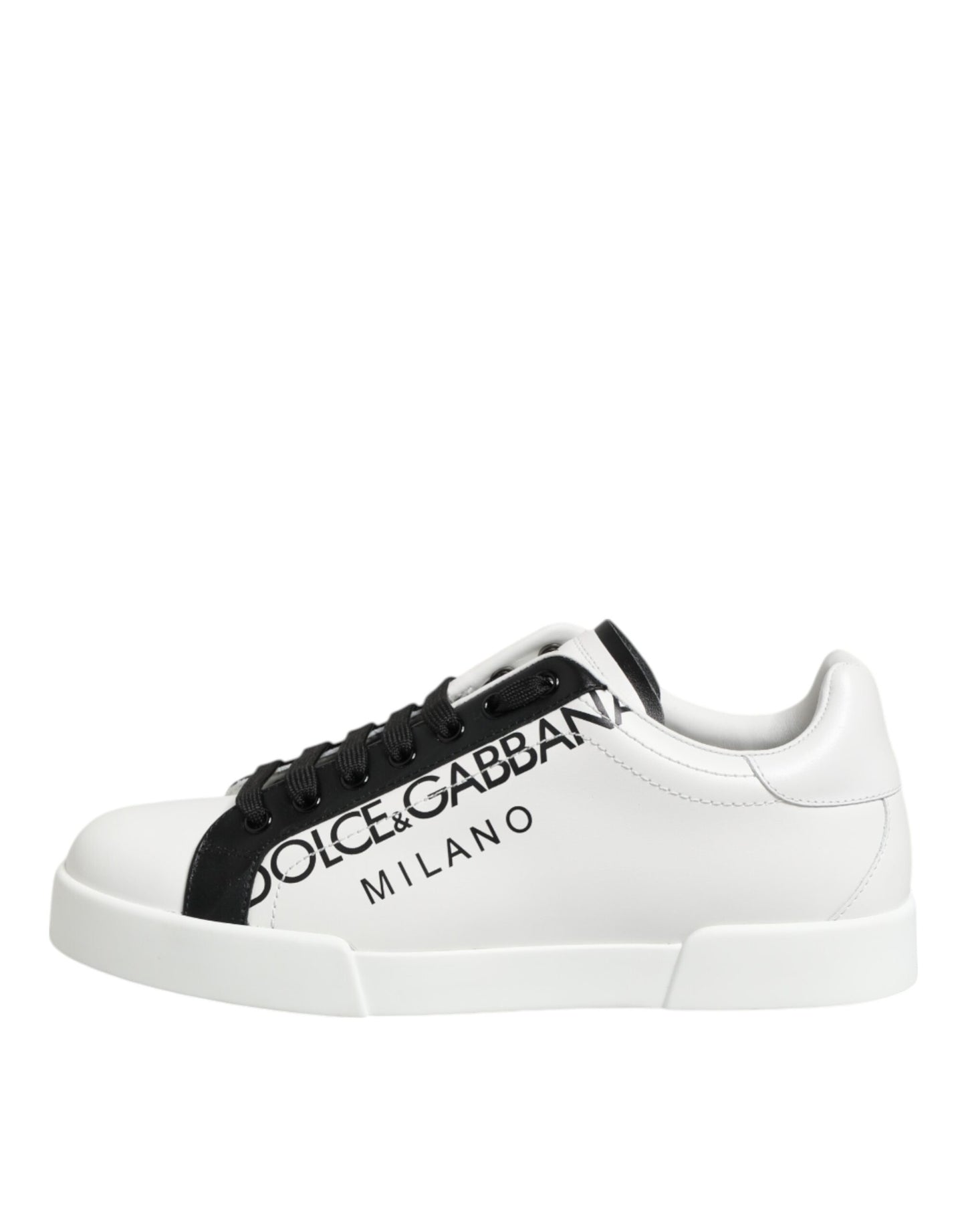 Dolce & Gabbana Schwarz Weiß Leder Portofino Sneaker Schuhe