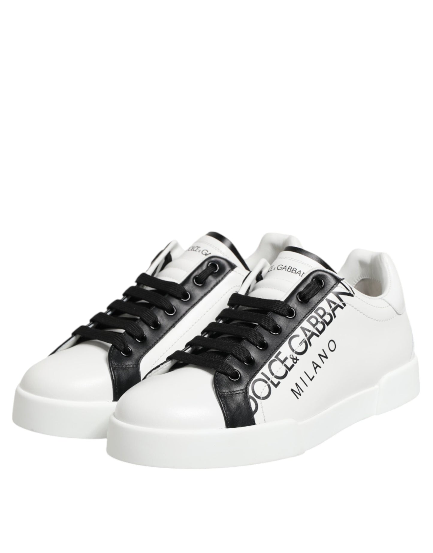 Dolce & Gabbana Schwarz Weiß Leder Portofino Sneaker Schuhe