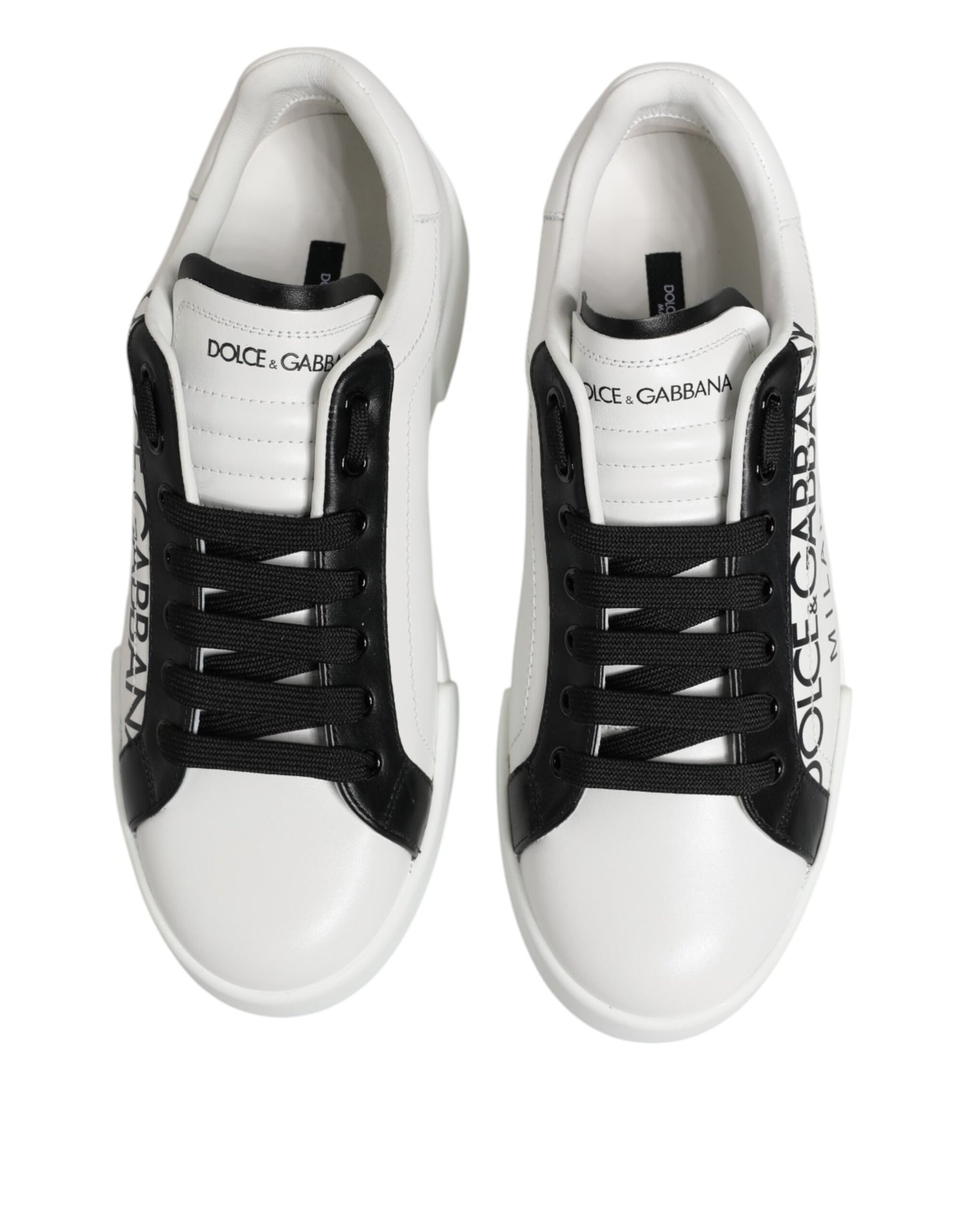 Dolce & Gabbana Schwarz Weiß Leder Portofino Sneaker Schuhe