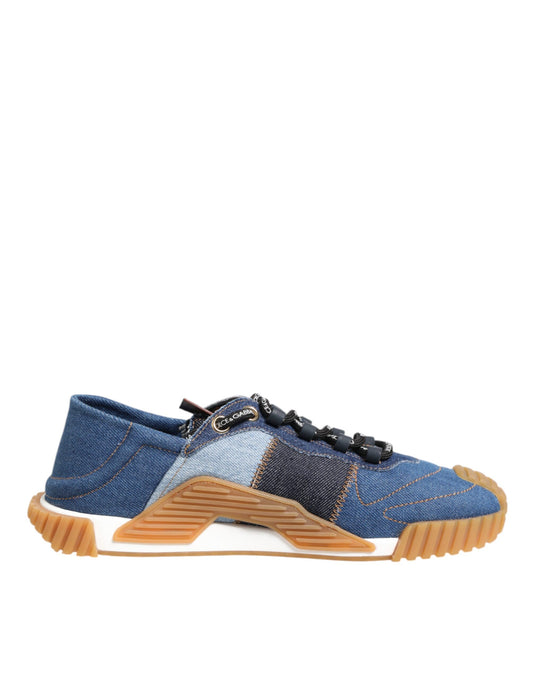 Dolce & Gabbana Blau Lace Up Low Top NS1 Turnschuhe Schuhe