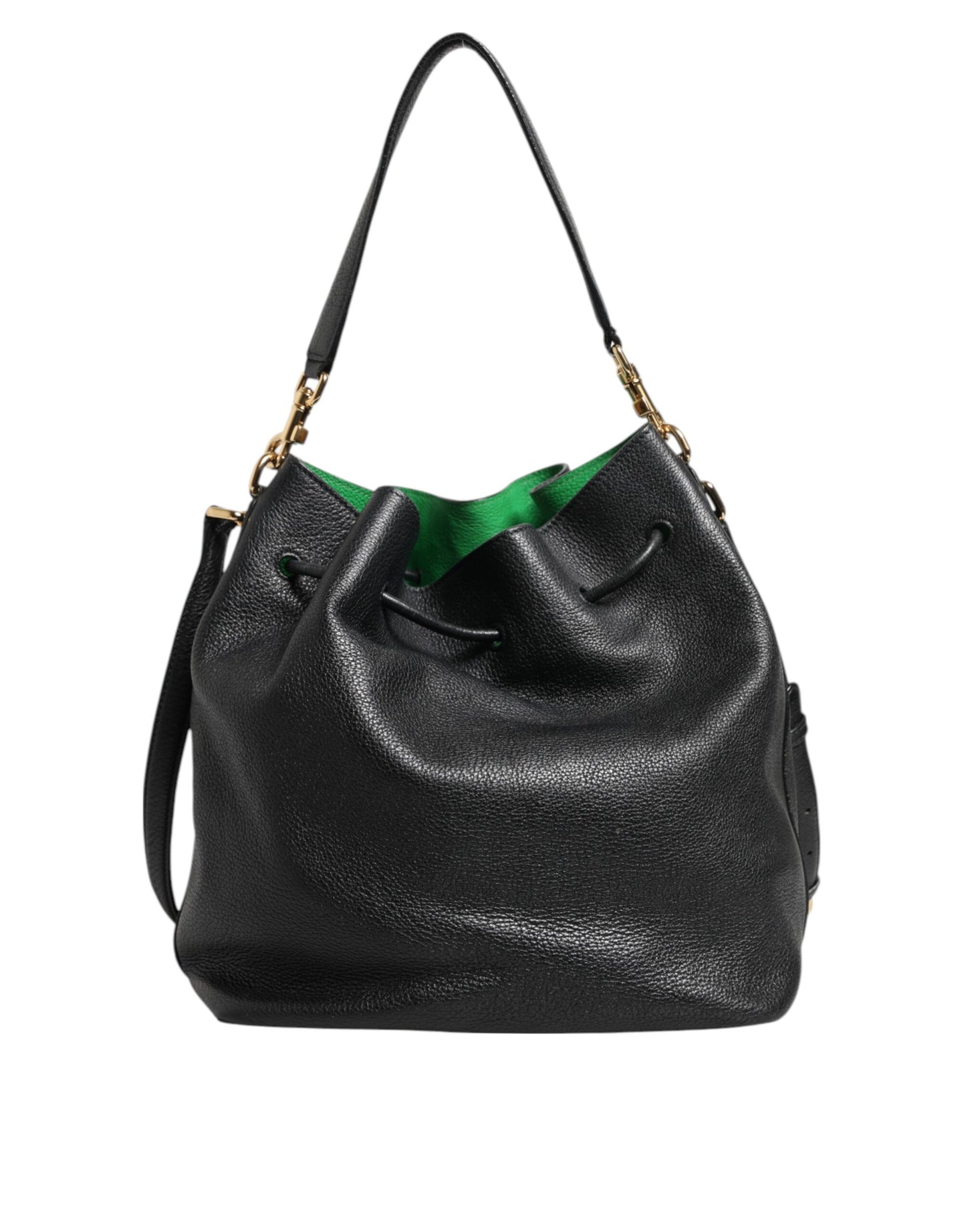 Dolce & Gabbana Schwarz Leder Schulter Crossbody Bucket Frauen Borse Tasche